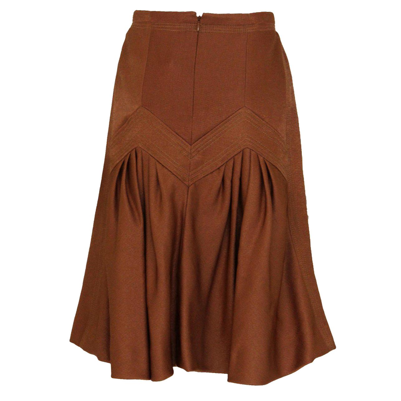 Una gonna vintage anni '90 di Nina Ricci in bronzo con schiena arricciata