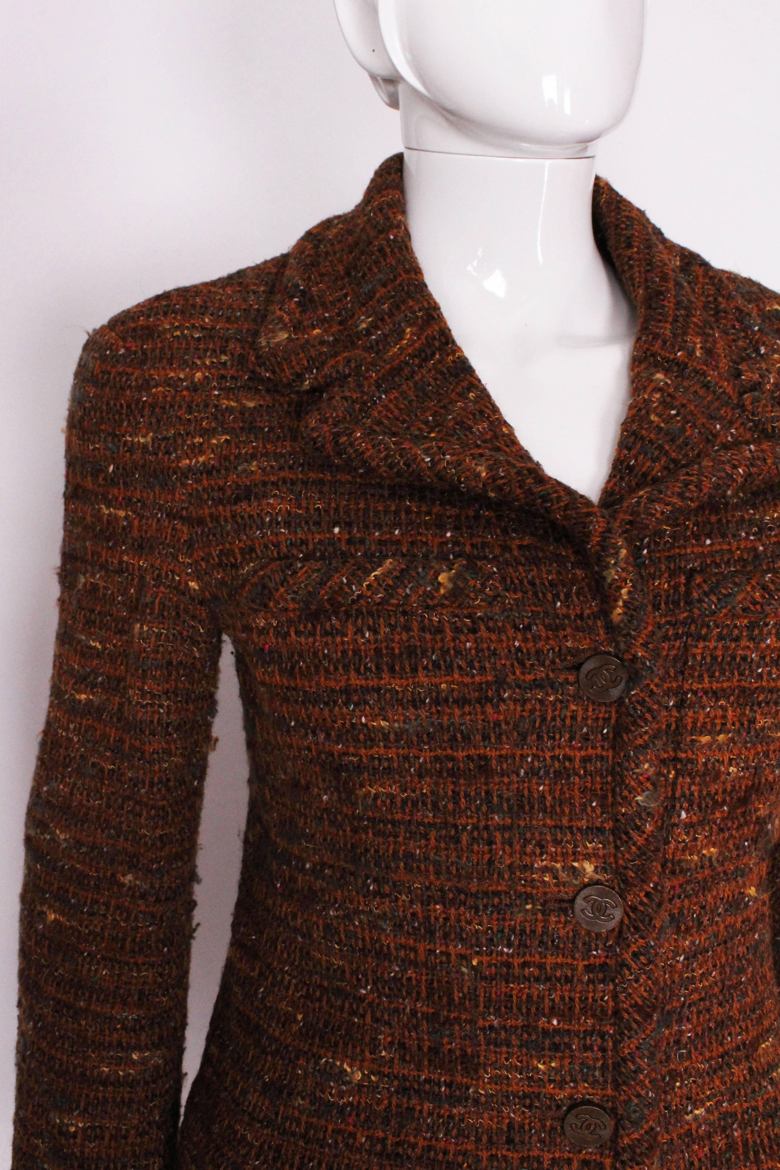 A Vintage 1998 brown tweed Chanel Jacket  1