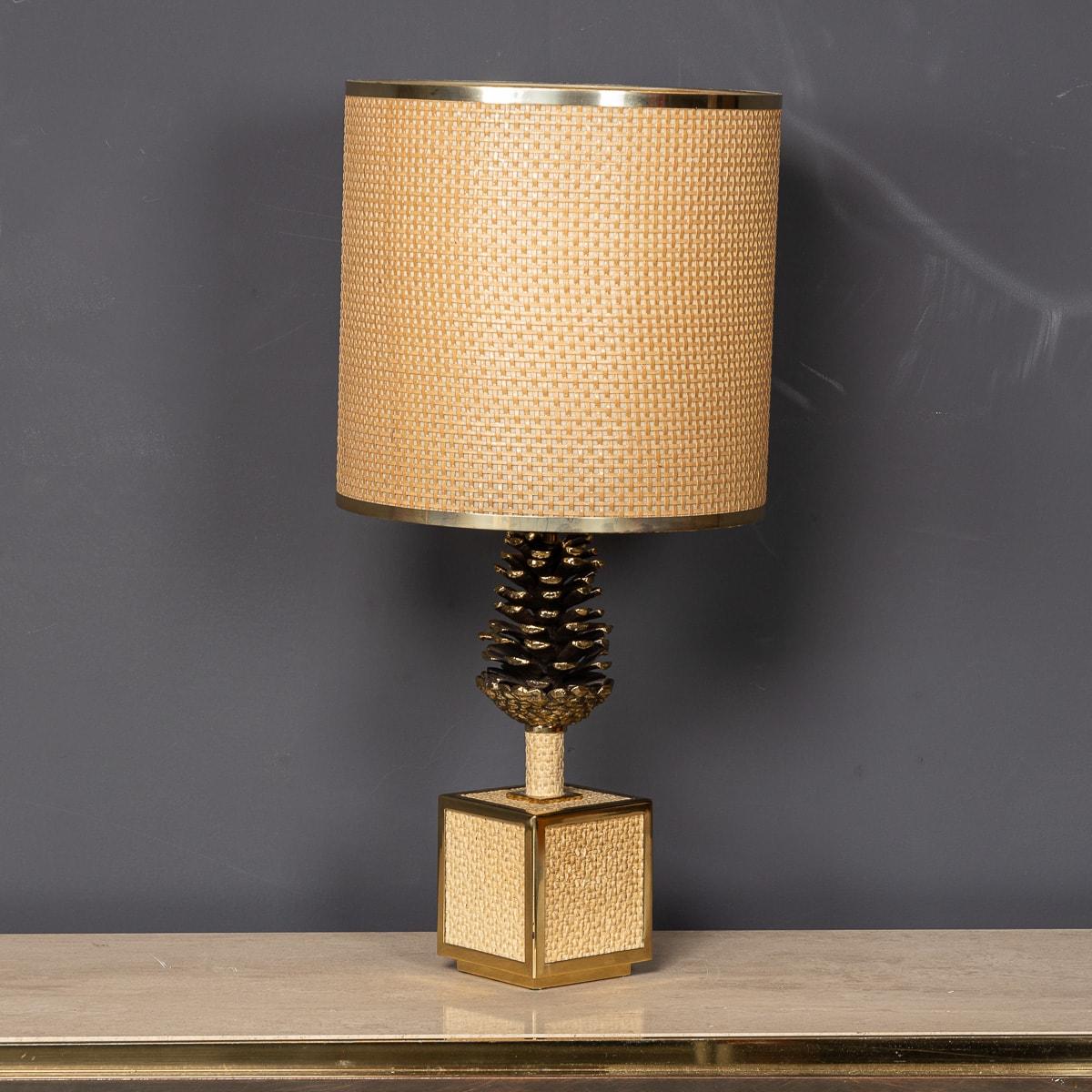 Other A Vintage 20th Century Italian Bergere Lamp With Pine Cone Detailing c.1970 For Sale