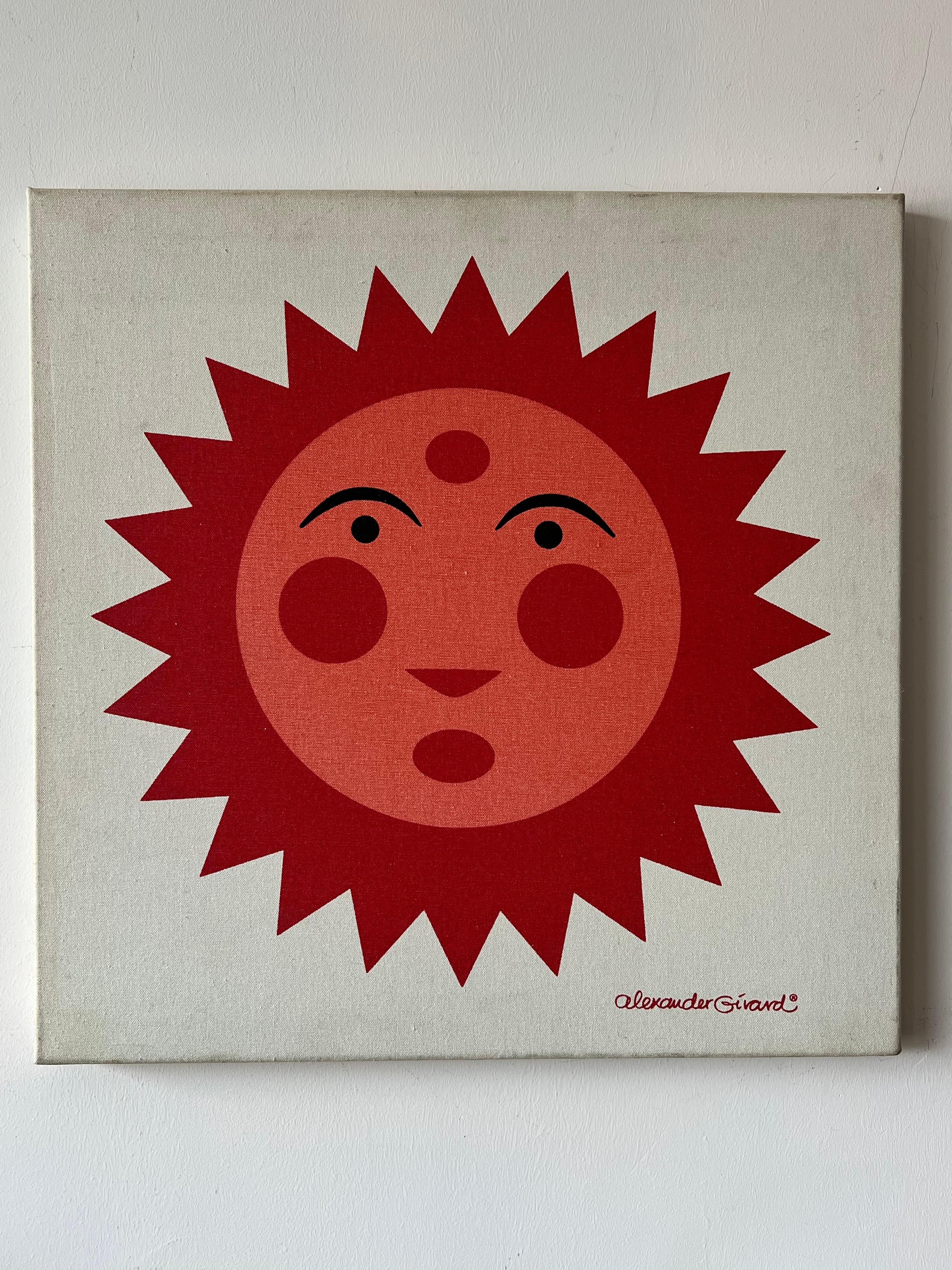 Un clásico y alegre, Alexander Girard sceenprint sobre panel de lienzo ca' 1970's. Medidas aprox. 24 