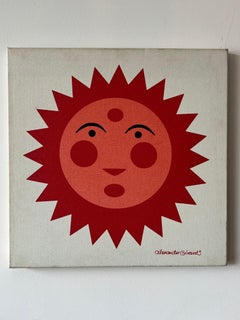 A Vintage  Alexander Girard Sun Screenprint On Canvas ca' 1970's