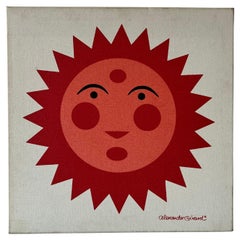 A Vintage  Alexander Girard Sun Screenprint On Canvas ca' 1970's