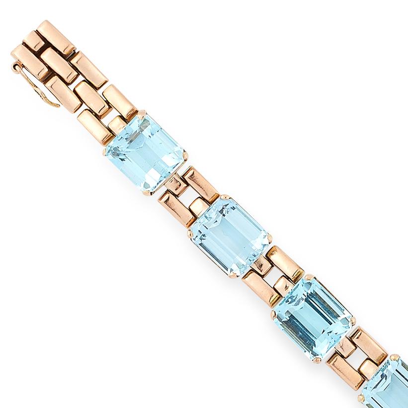 Modern Vintage Aquamarine Bracelet For Sale