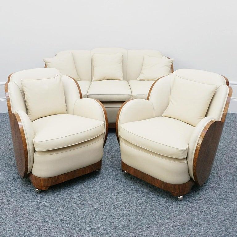 A Vintage Art Deco Three Piece Lounge Suite Sofa and Armchairs Circa 1930 10