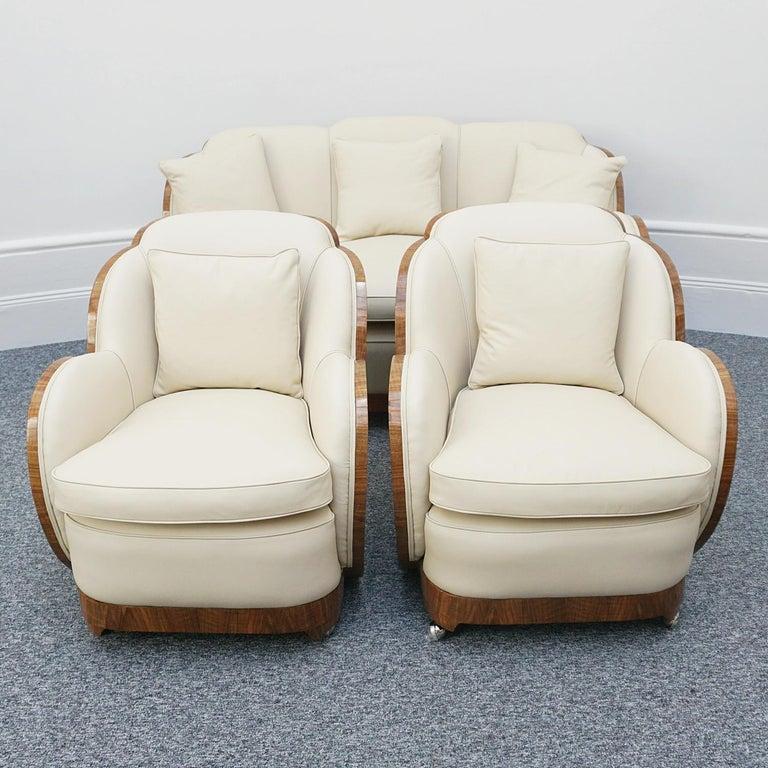 A Vintage Art Deco Three Piece Lounge Suite Sofa and Armchairs Circa 1930 14