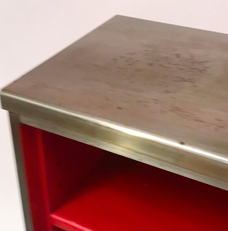 Vintage Art Metal Inc Steel Three Shelf Book Case with Bright Red