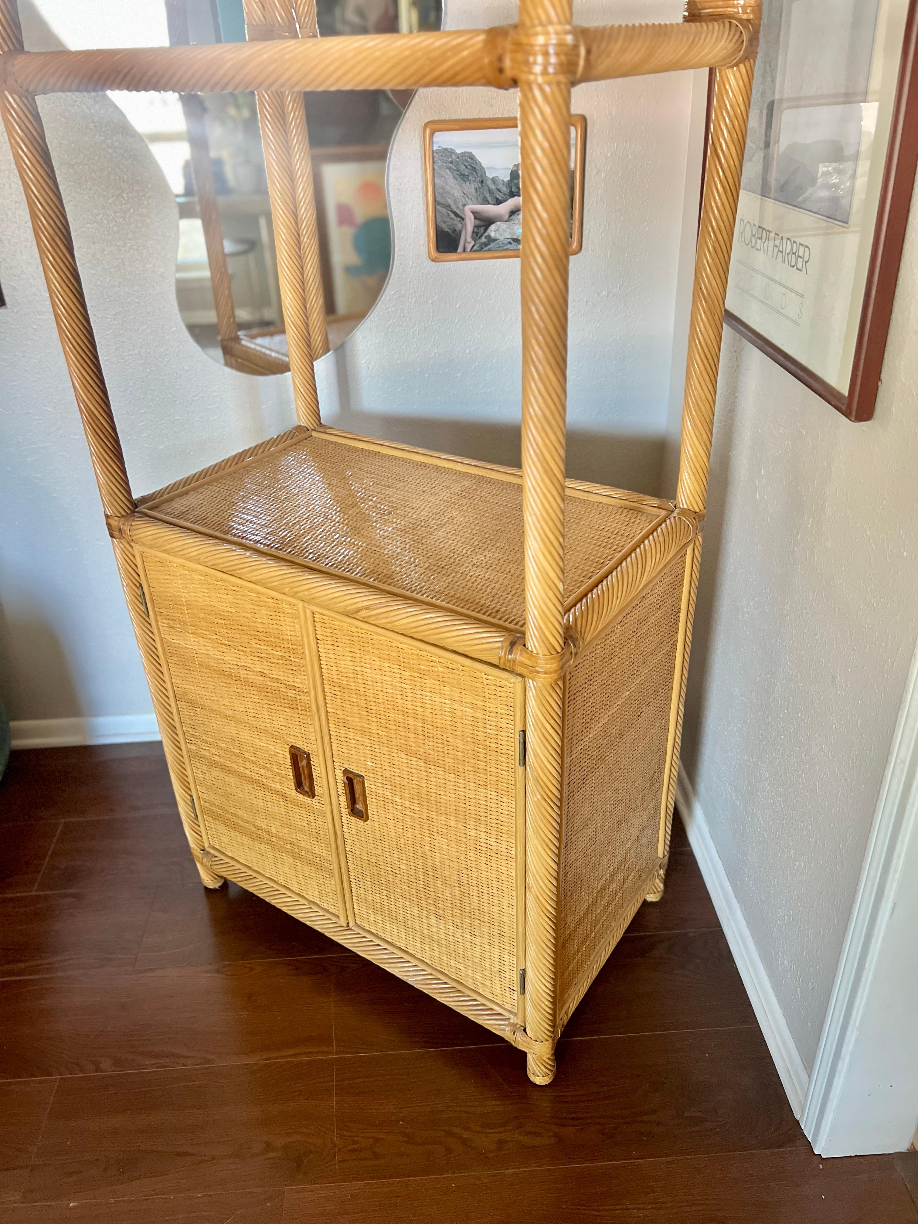 Mid-Century Modern A vintage bamboo pencil reed cabinet / bar 1970s For Sale