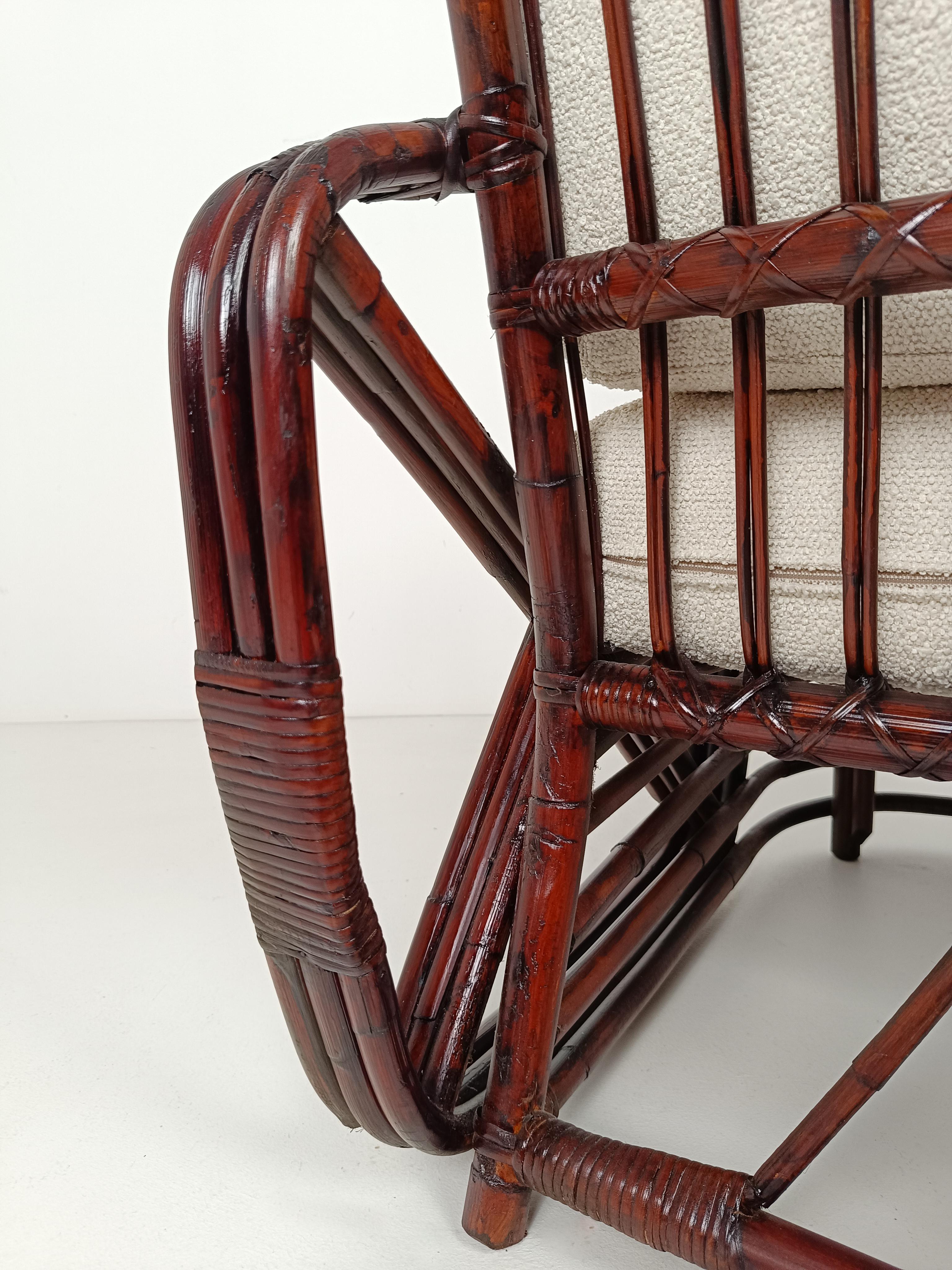 Una tumbona vintage de bambú, ratán y caña al estilo de Paul Frankl, años 50 en venta 6