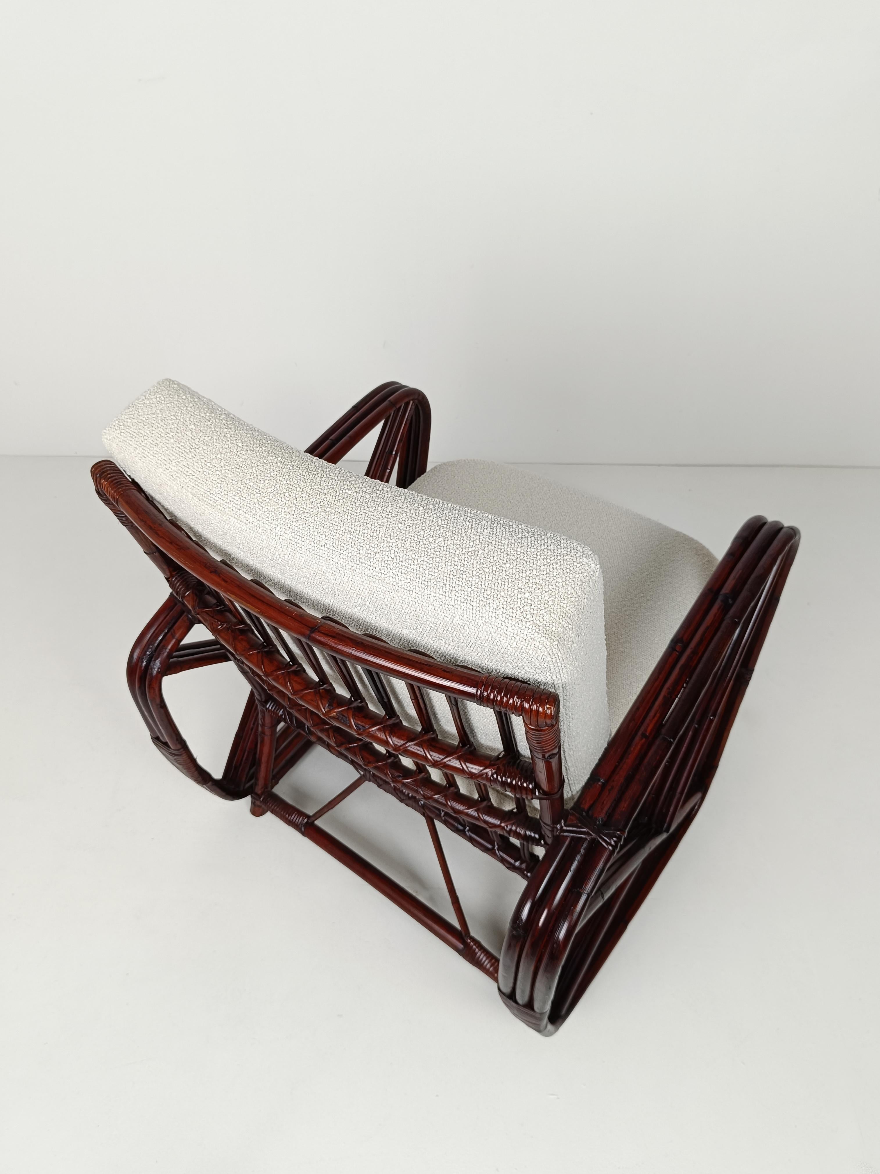 Una tumbona vintage de bambú, ratán y caña al estilo de Paul Frankl, años 50 en venta 7