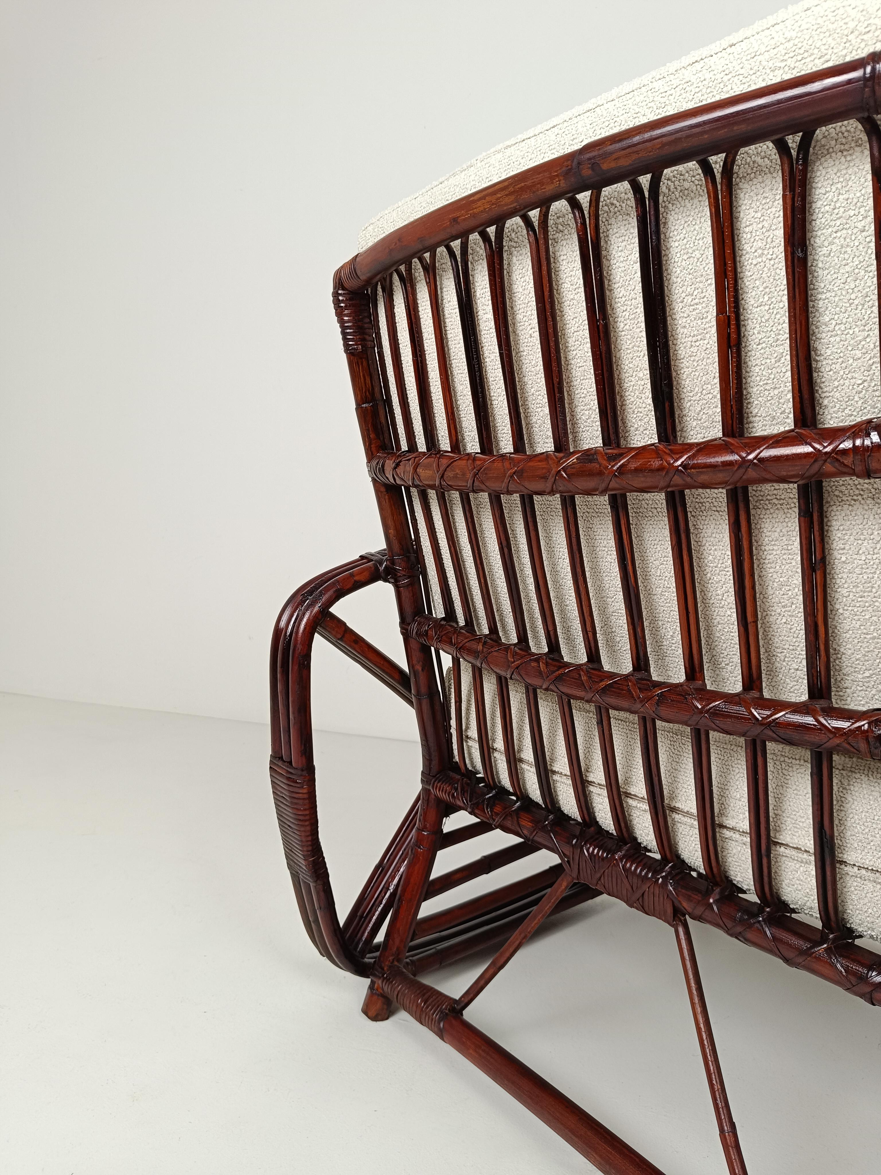 Una tumbona vintage de bambú, ratán y caña al estilo de Paul Frankl, años 50 en venta 9
