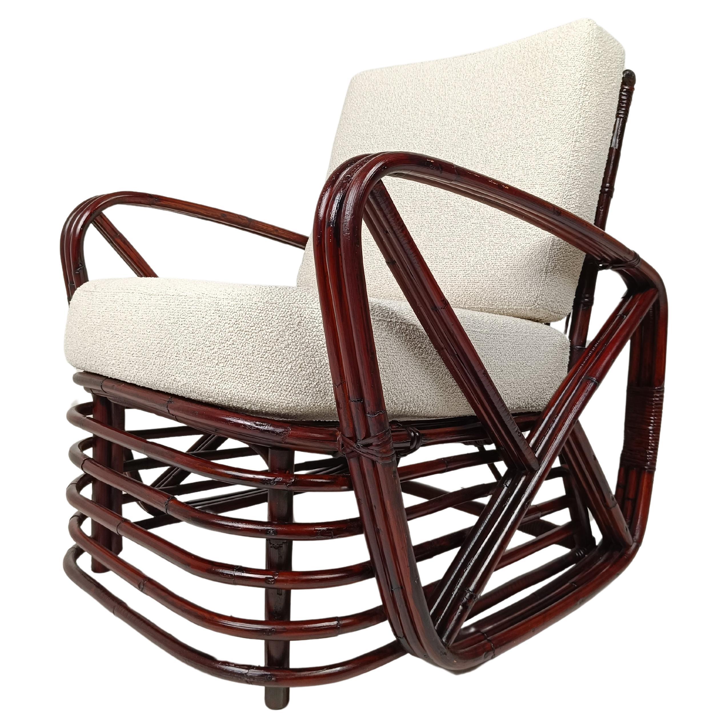 A Vintage Bamboo, Rattan and Cane Lounge Chair in the style of Paul Frankl, 50s