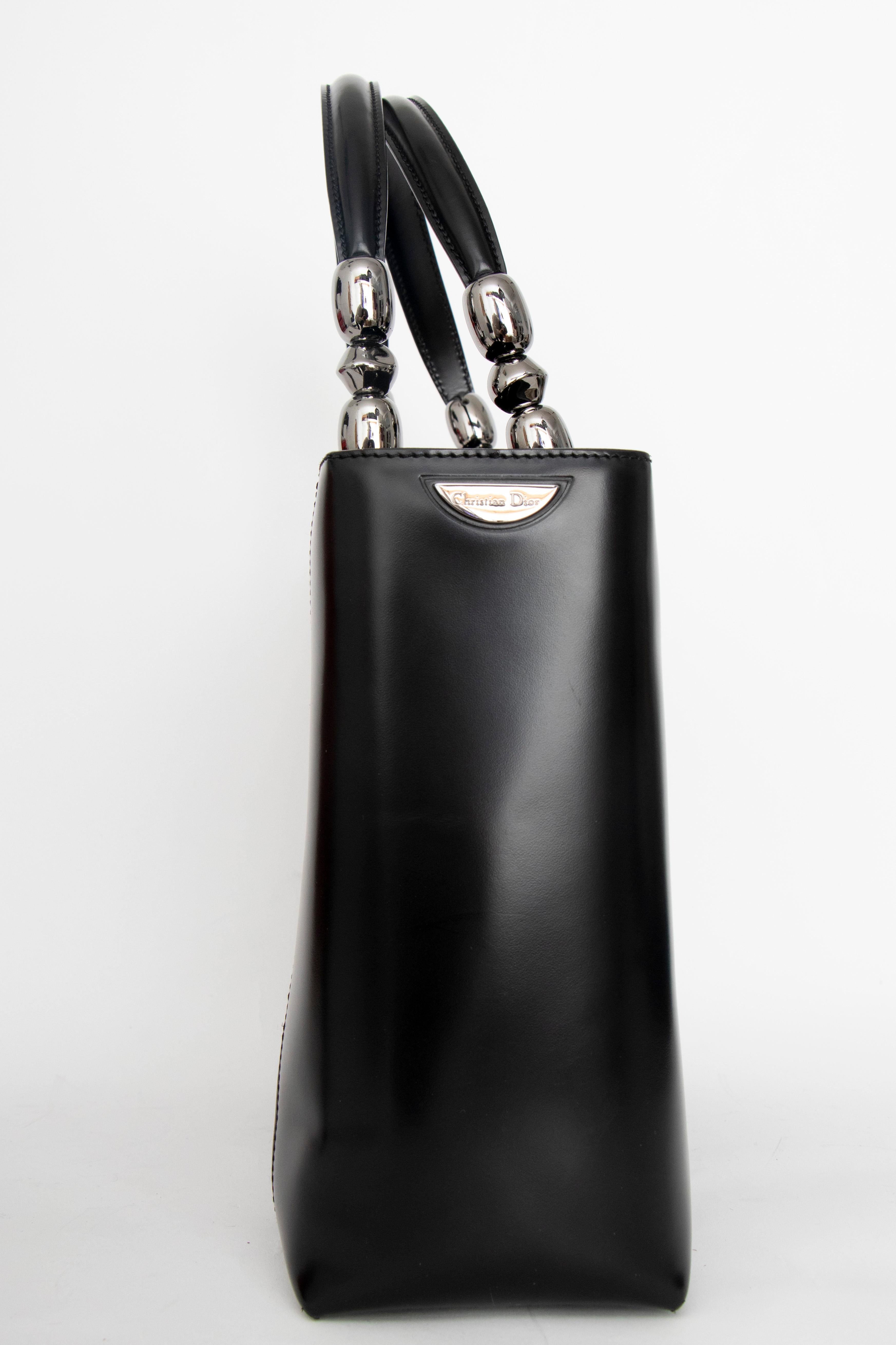 A Vintage Black Christian Dior Leather Hand- and Shoulder bag  In Good Condition For Sale In Copenhagen, DK