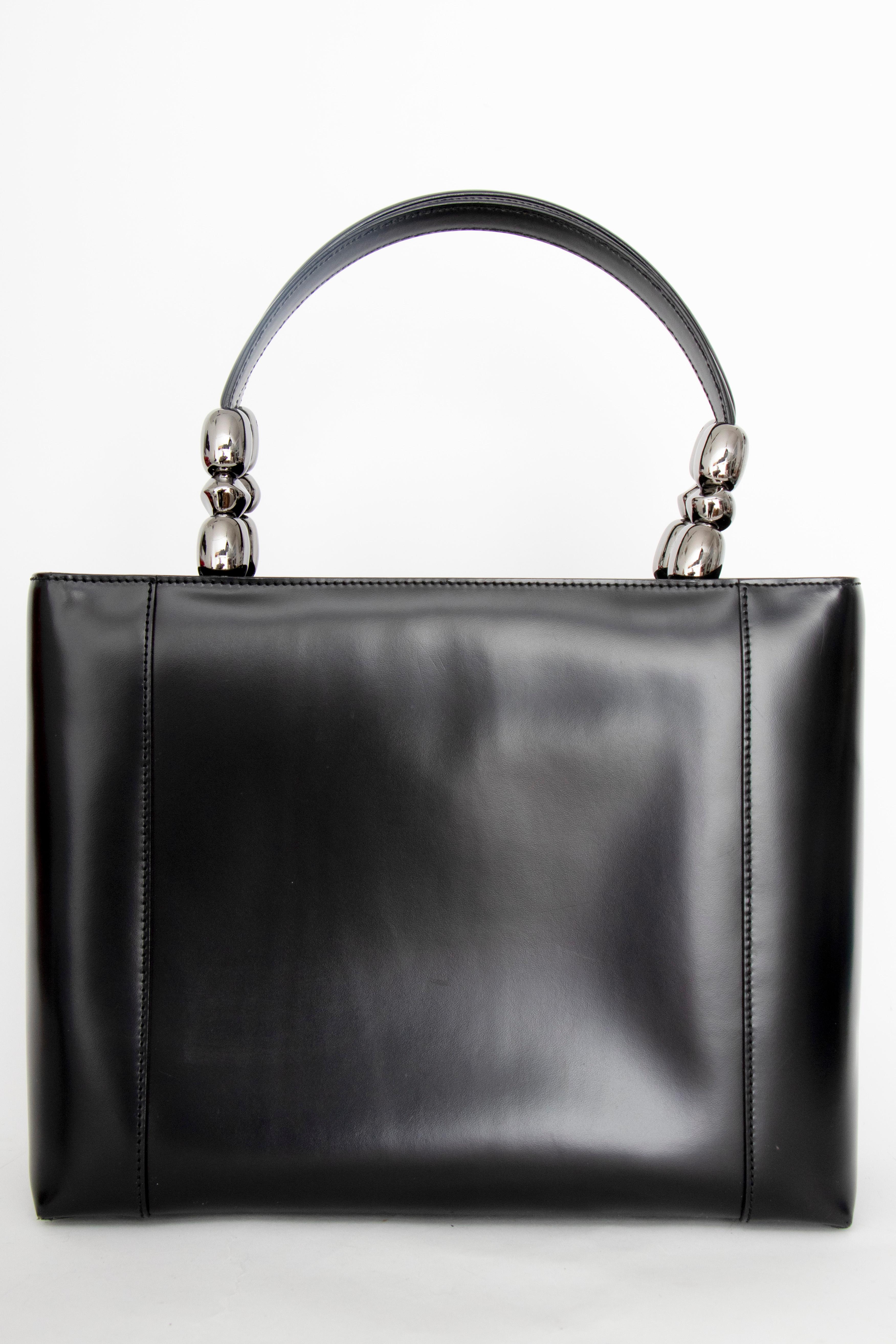 A Vintage Black Christian Dior Leather Hand- and Shoulder bag  For Sale 1