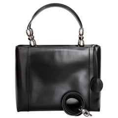 A Vintage Black Christian Dior Leather Hand- and Shoulder bag 