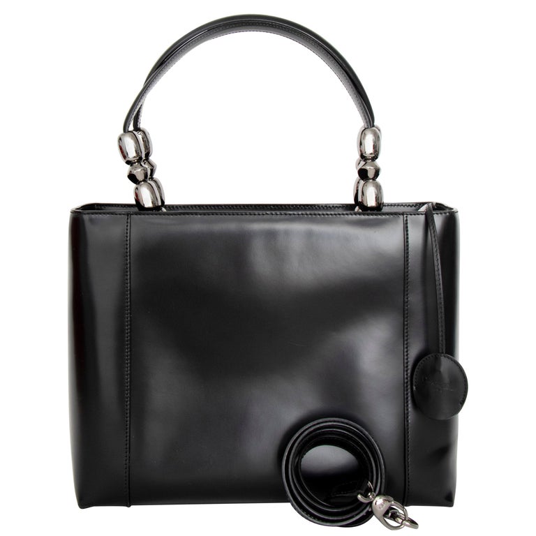 A Vintage Black Christian Dior Leather Hand- and Shoulder bag For Sale ...