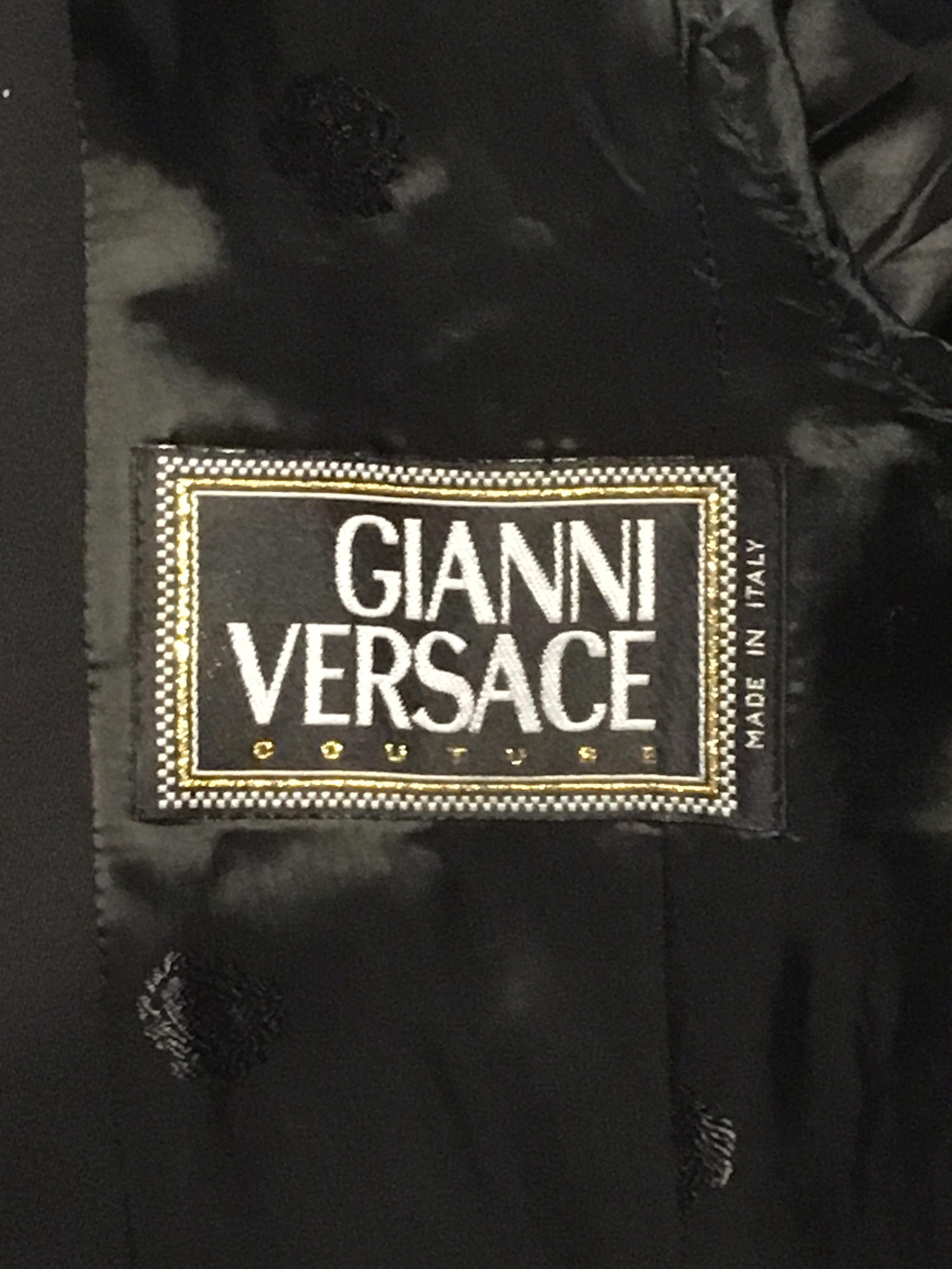 A Vintage Black Gianni Versace Couture Studded Wool Skirt Suit  4