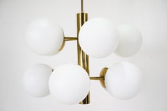Vintage Brass and Opaline Glass Chandelier