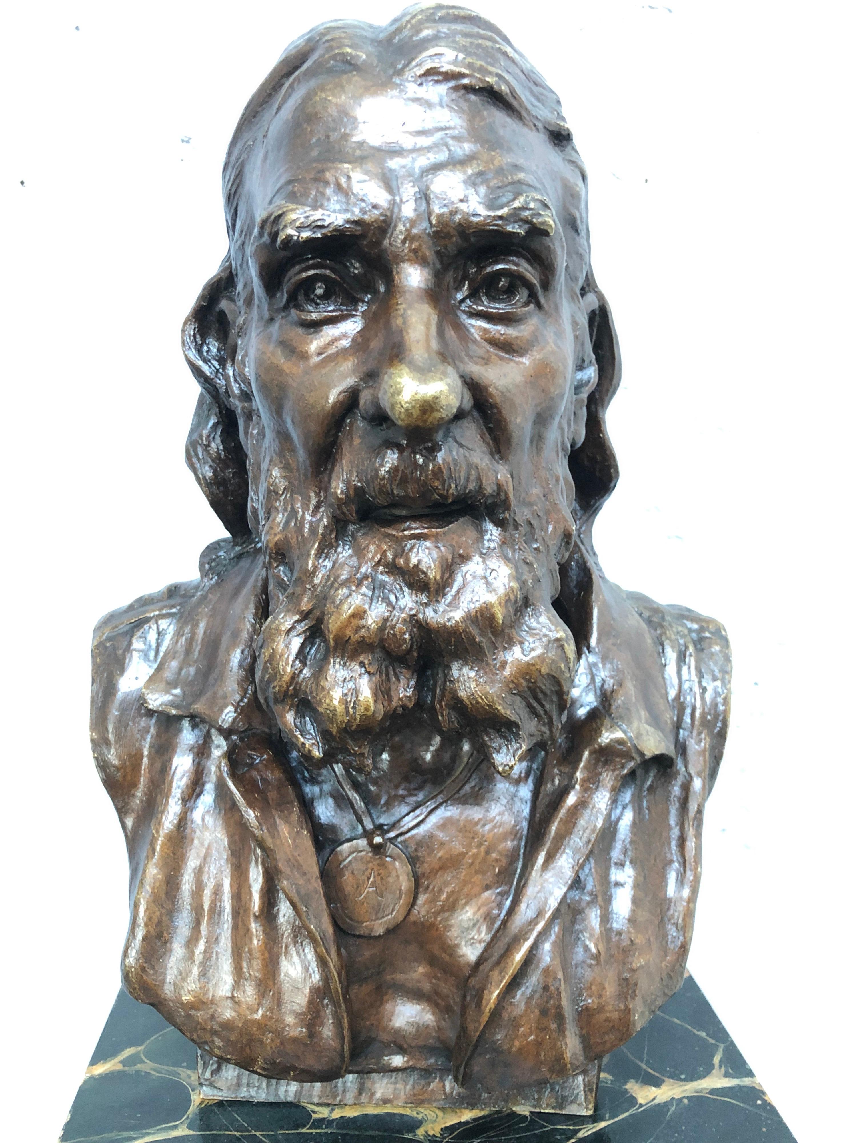 French Vintage Bronze Bust of Armand Petersen