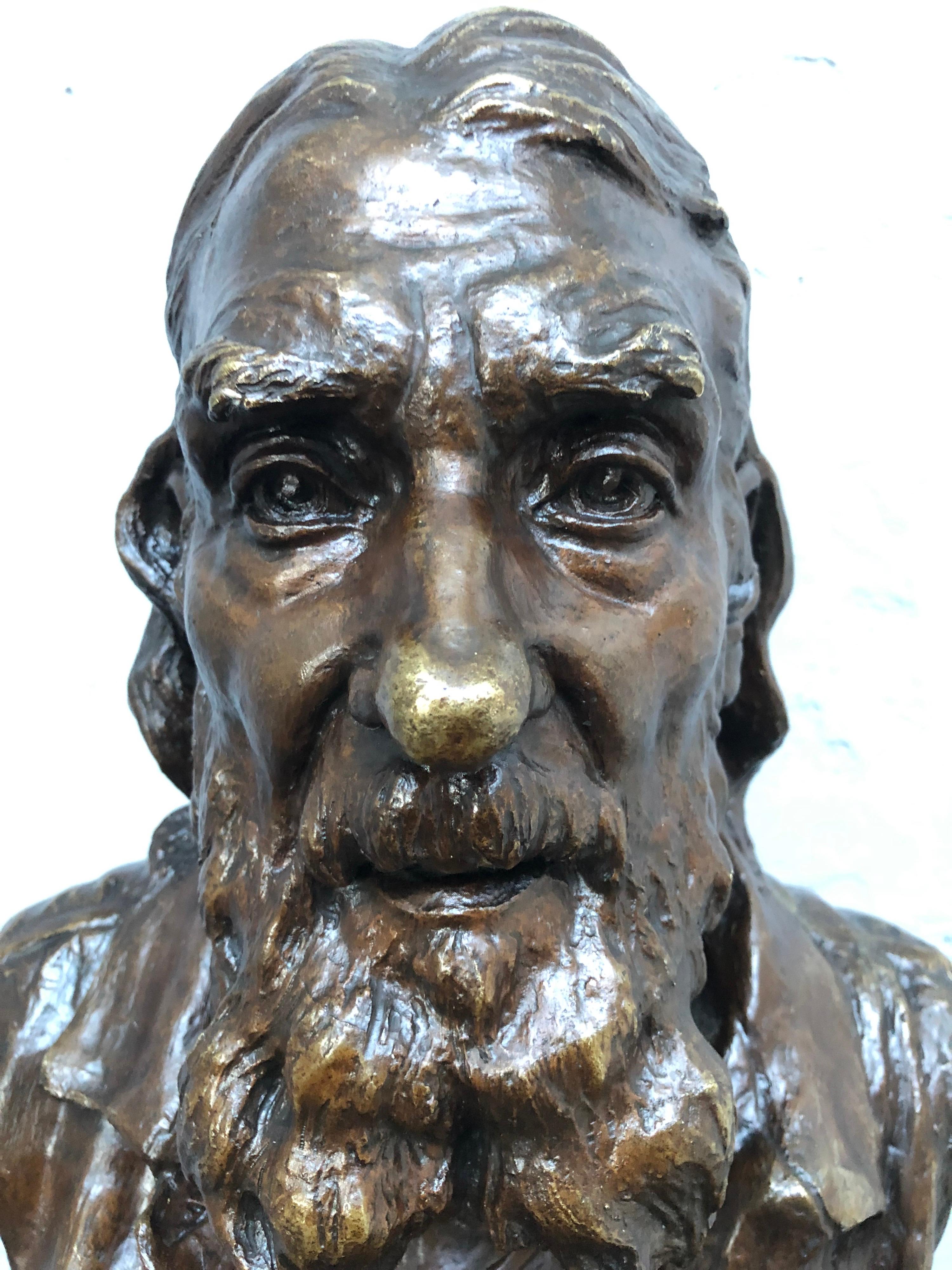 Hand-Crafted Vintage Bronze Bust of Armand Petersen