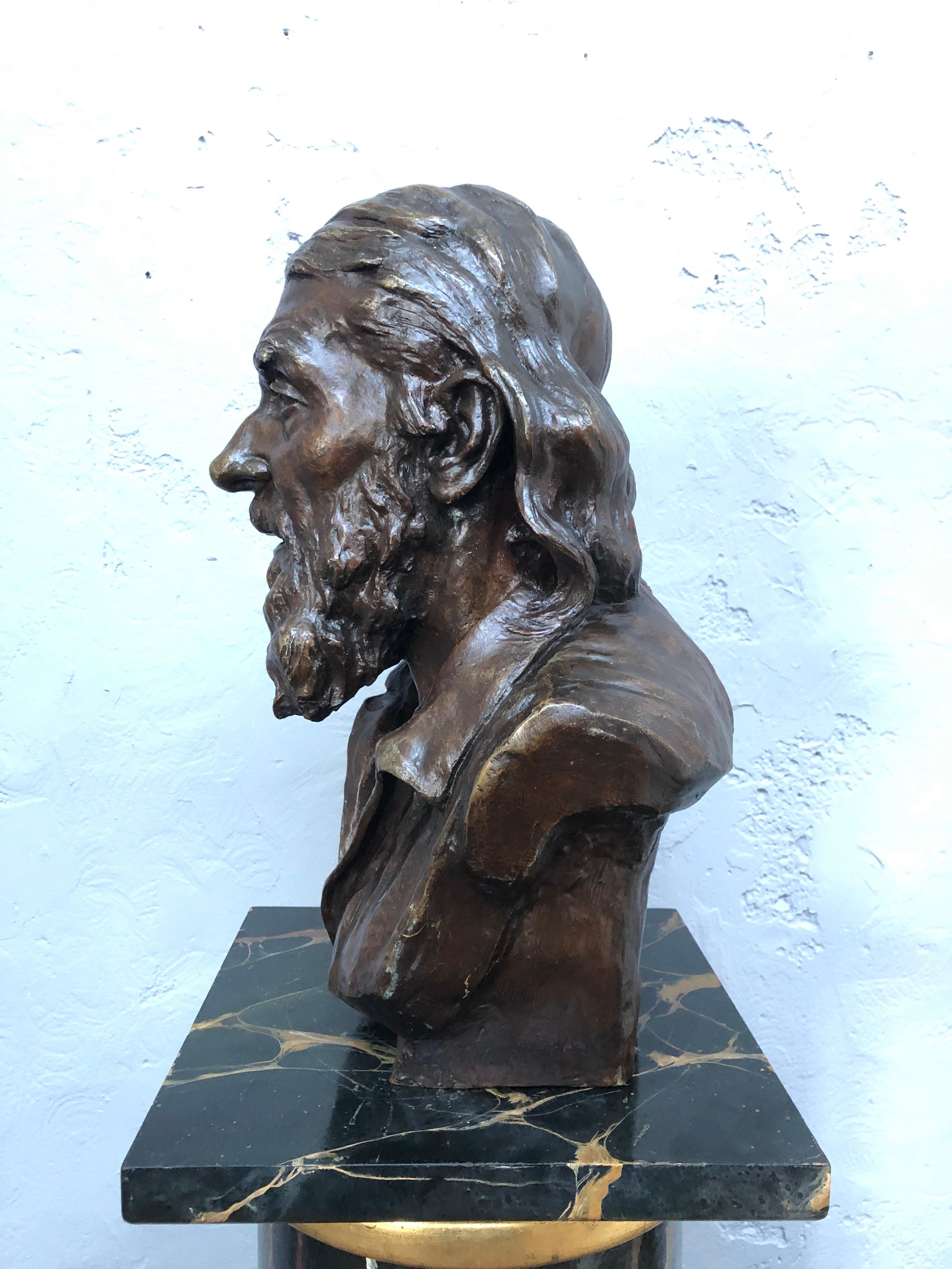 Mid-20th Century Vintage Bronze Bust of Armand Petersen