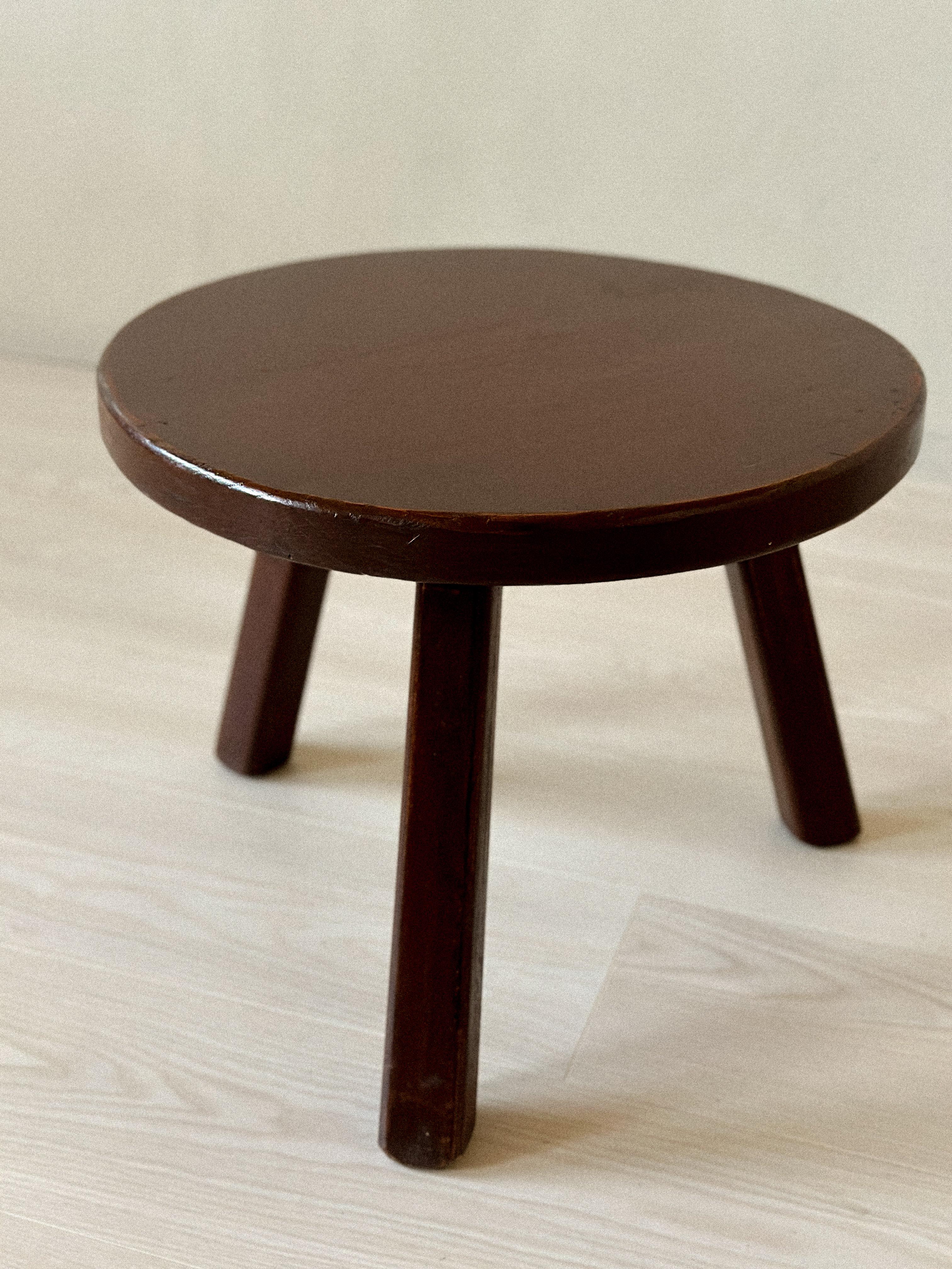 Wood A Vintage Brutalist Side table, Massive Oak, France, circa 1970s For Sale