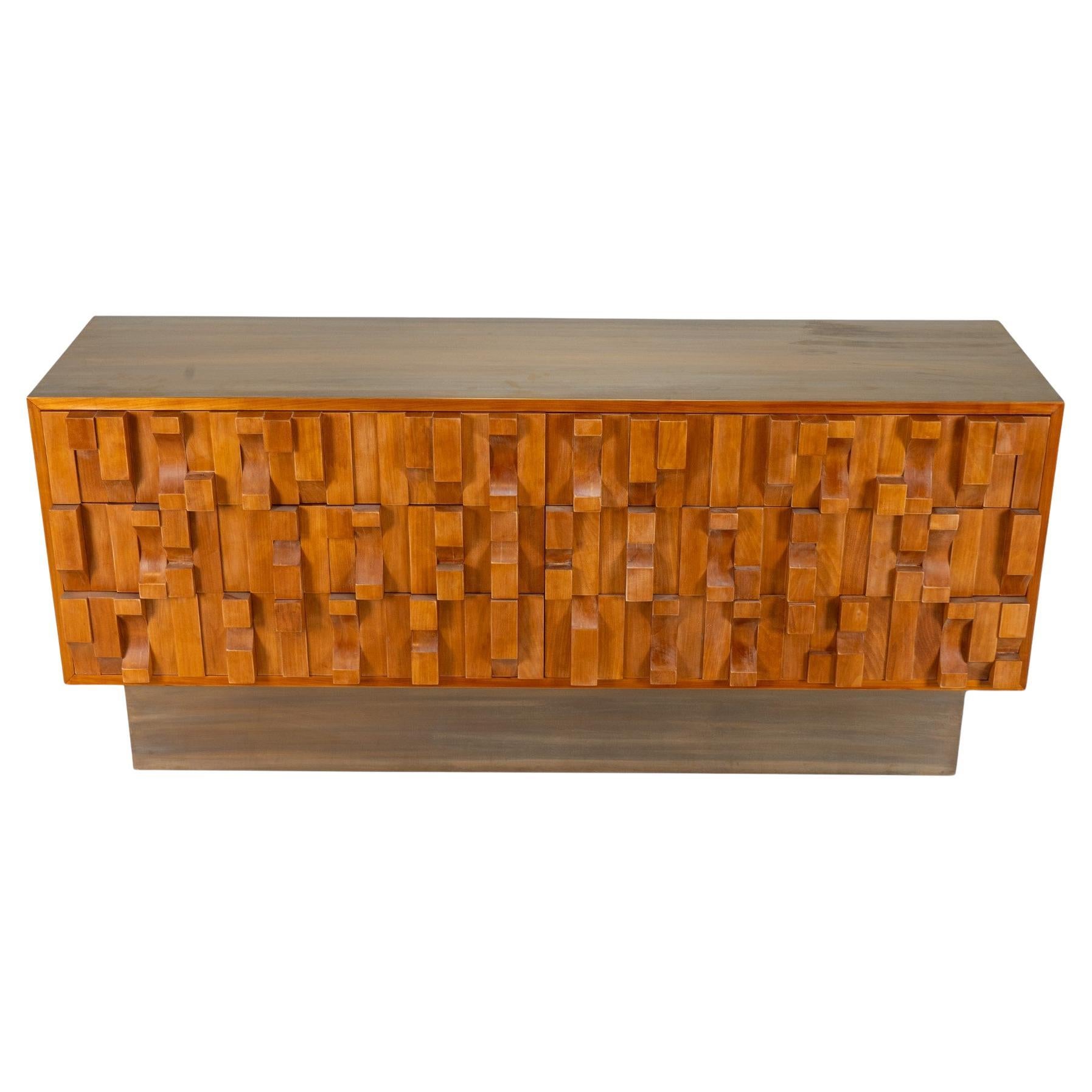 A Vintage Brutalist Sideboard With Solid Brass Surfaces