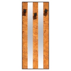 A Vintage Burl mirror with lucite coat hangers, late 20th century