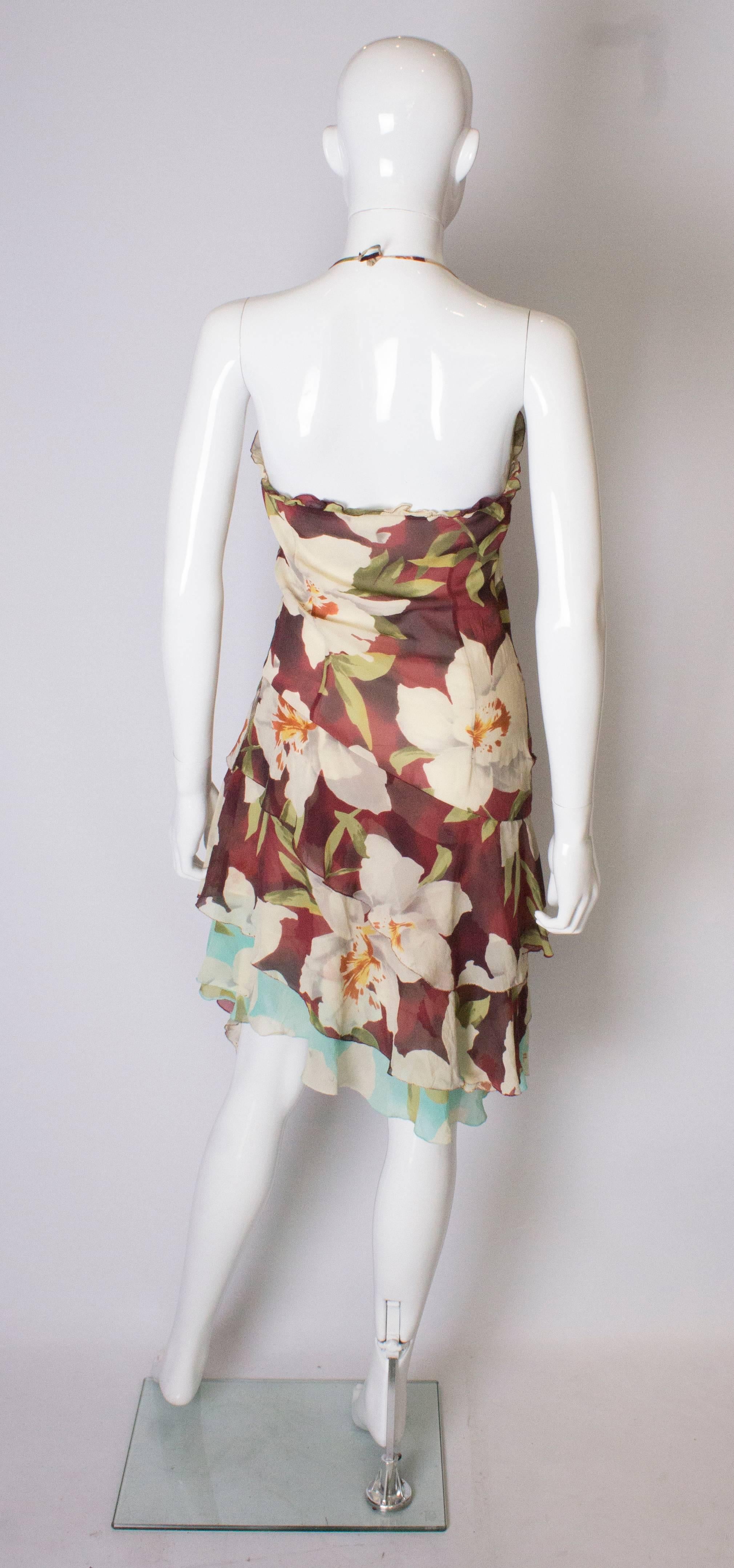 A vintage Cacharel 1990s Floral Print Silk  Dress  In Good Condition For Sale In London, GB