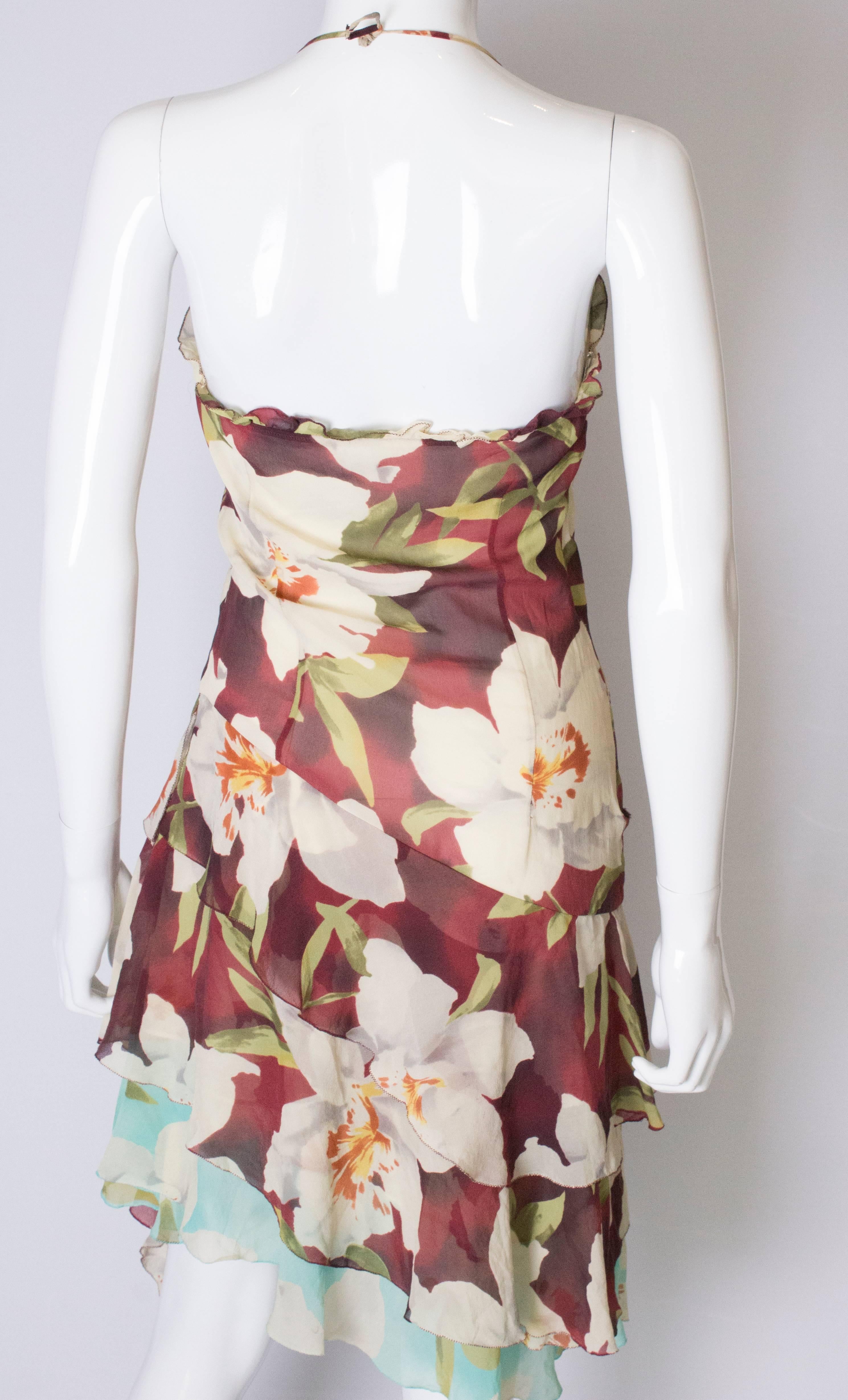 Women's A vintage Cacharel 1990s Floral Print Silk  Dress  For Sale