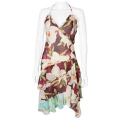 A Retro Cacharel 1990s Floral Print Silk  Dress 