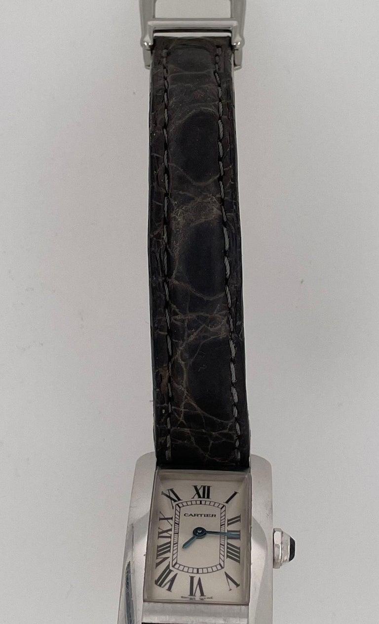 A Vintage Cartier Tank Allonge Wrist Watch, Alligator band For Sale 7