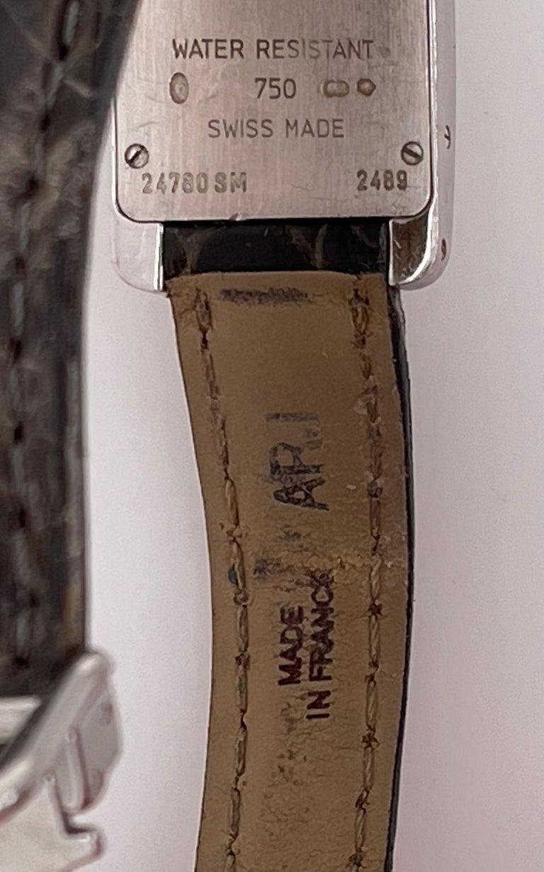 A Vintage Cartier Tank Allonge Wrist Watch, Alligator band For Sale 10