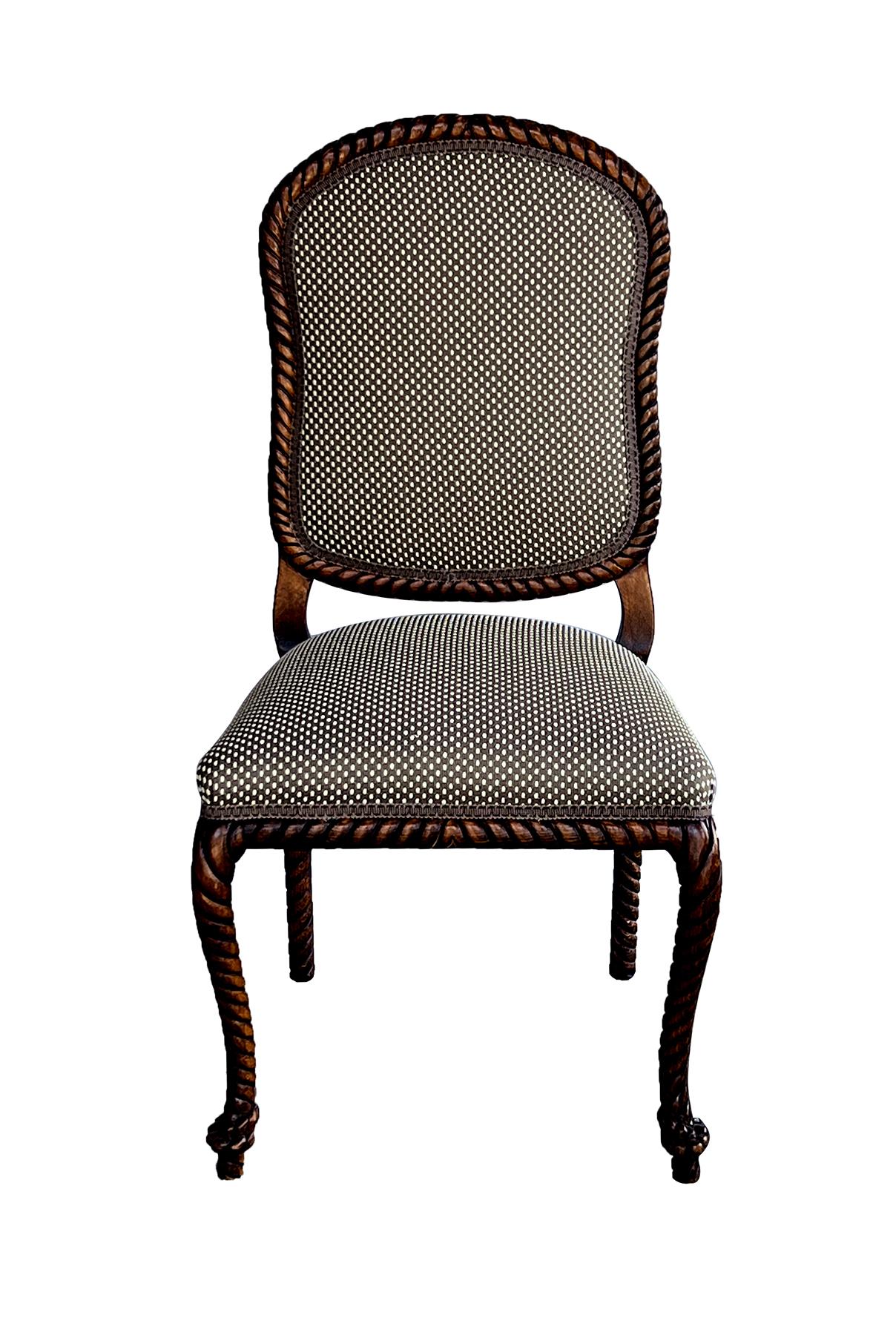 American A Vintage Century Furniture Carved Ropetwist Side/Desk Chair For Sale