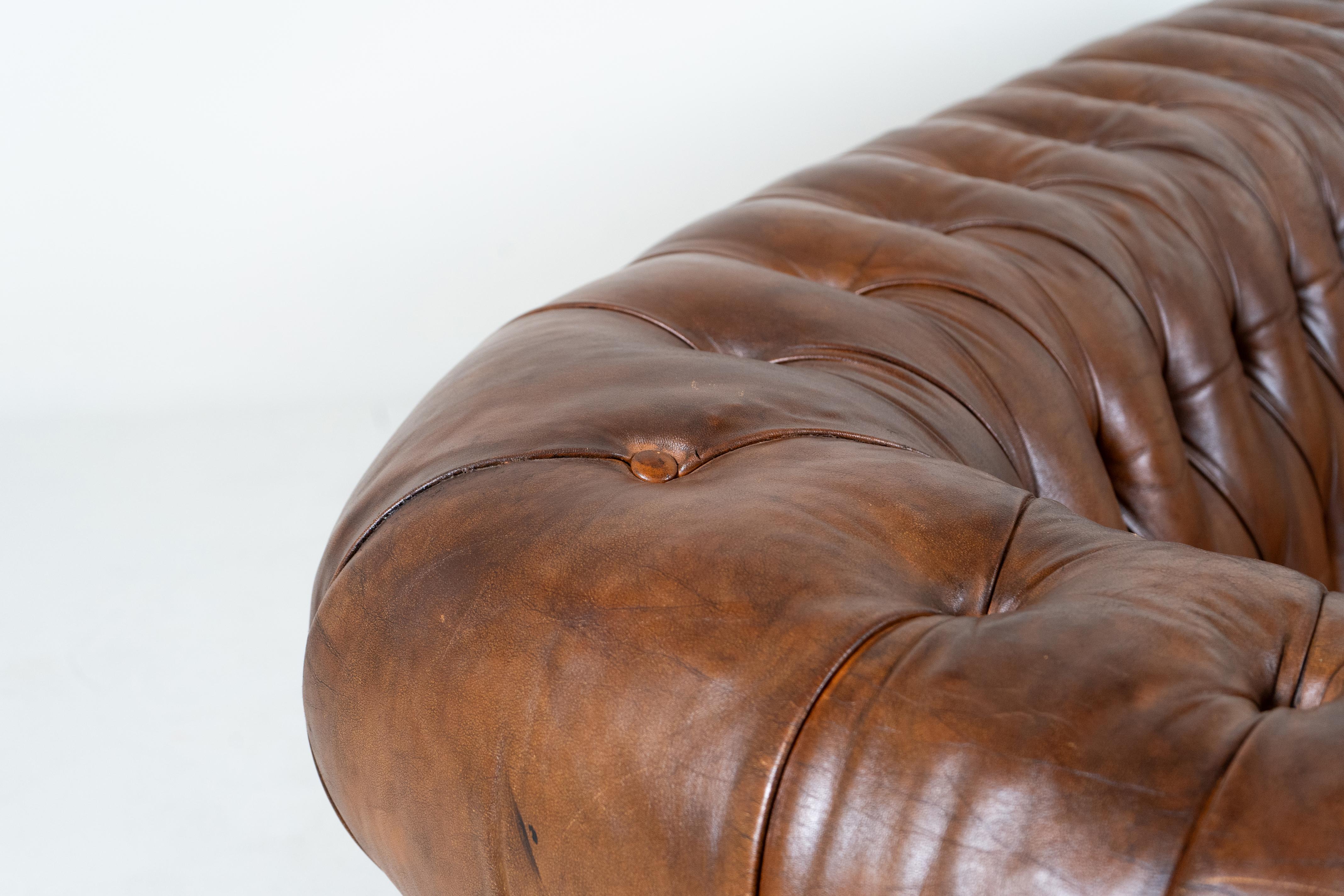 A Vintage Chesterfield Leather Sofa, France c.1960 For Sale 1