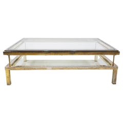Vintage Chrome, Brass, and Plexi Glass Coffee Table with Sliding Top