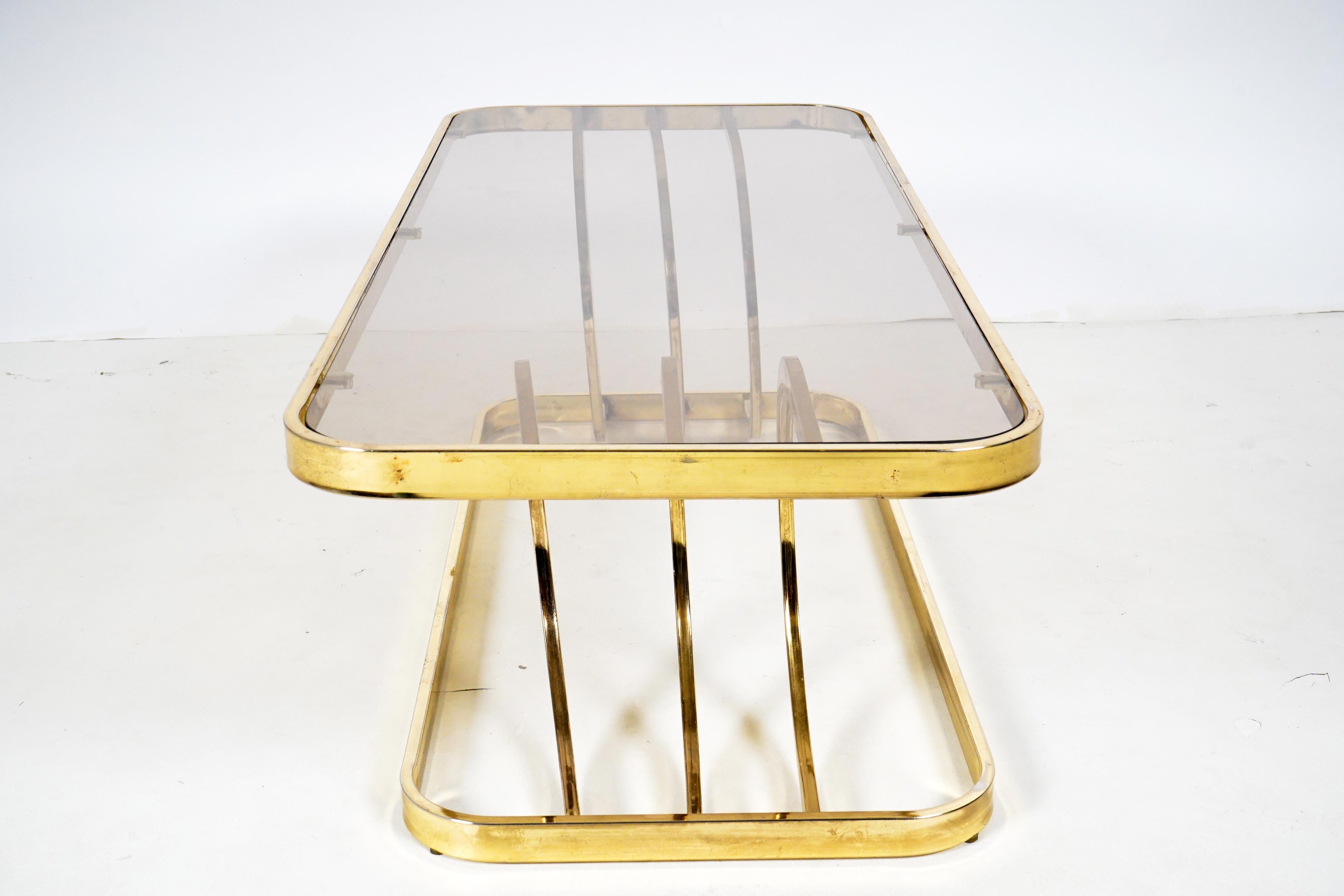 20ième siècle Table basse chromée vintage avec plateau en verre en vente