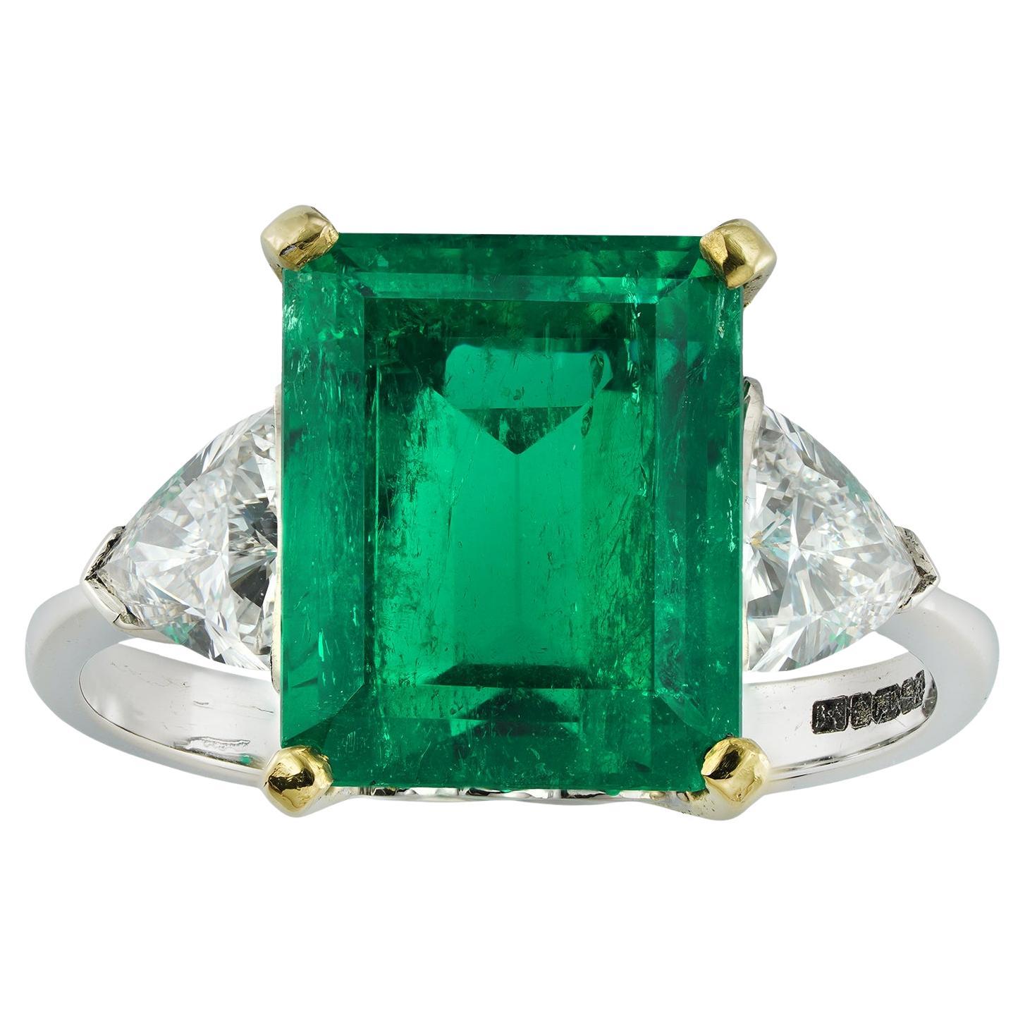 A vintage Colombian emerald and diamond ring