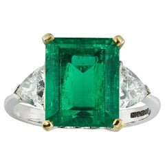 Bague vintage de Colombie en émeraude et diamants