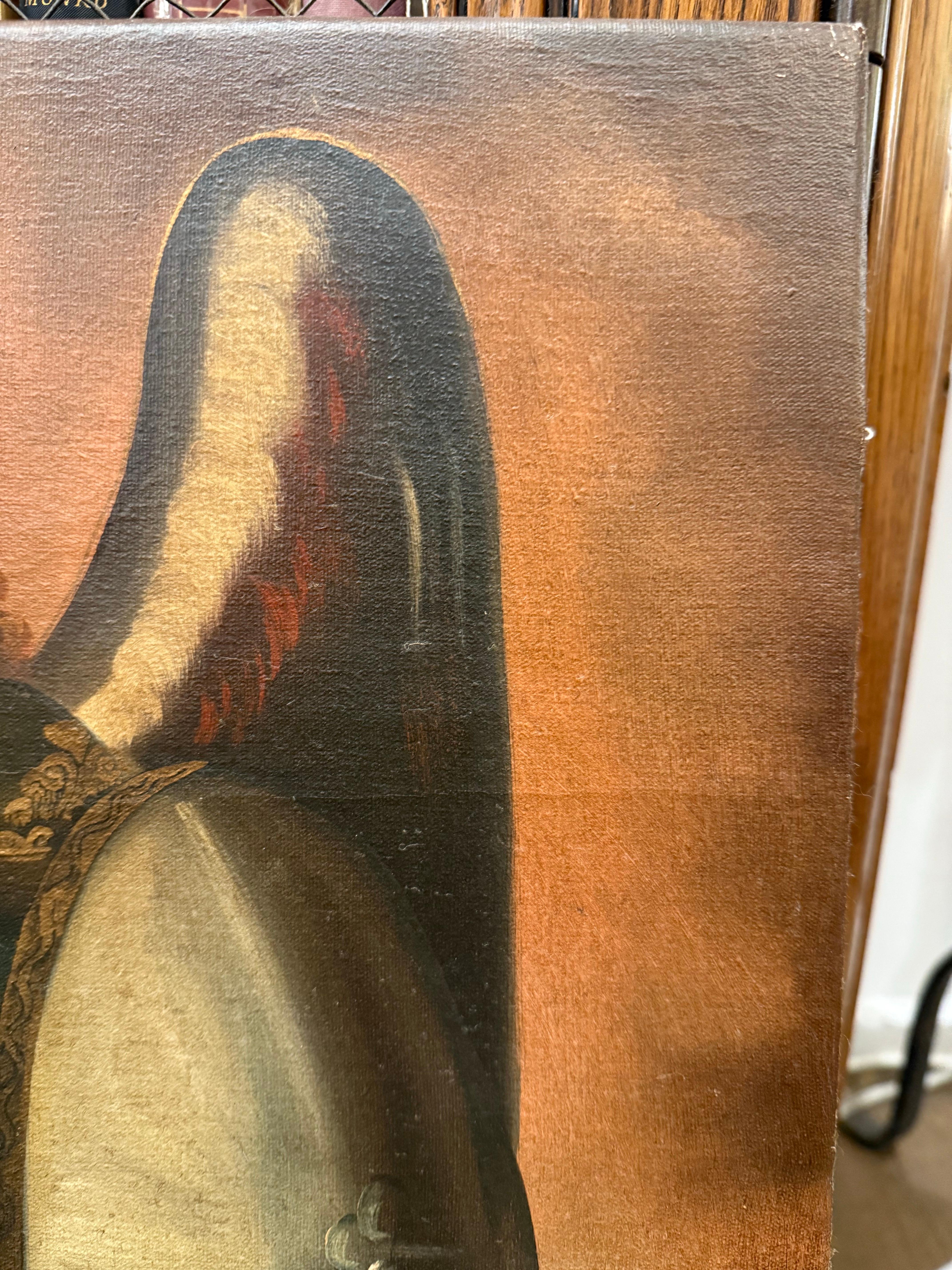 Ein Vintage Cuzco Schule Gemälde von Saint Miguel Archangel Öl auf Leinwand (20. Jahrhundert) im Angebot