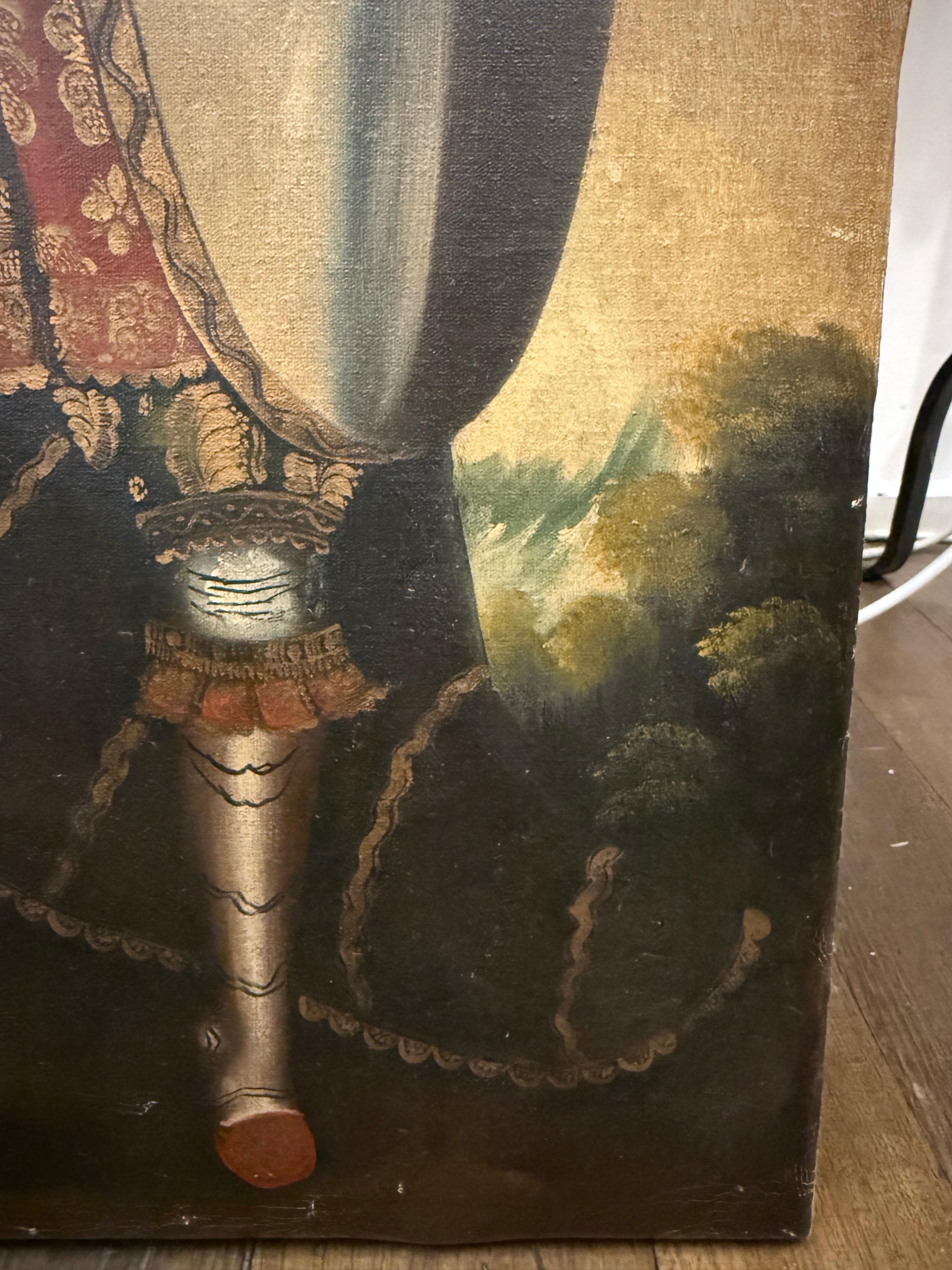 Ein Vintage Cuzco Schule Gemälde von Saint Miguel Archangel Öl auf Leinwand im Angebot 1