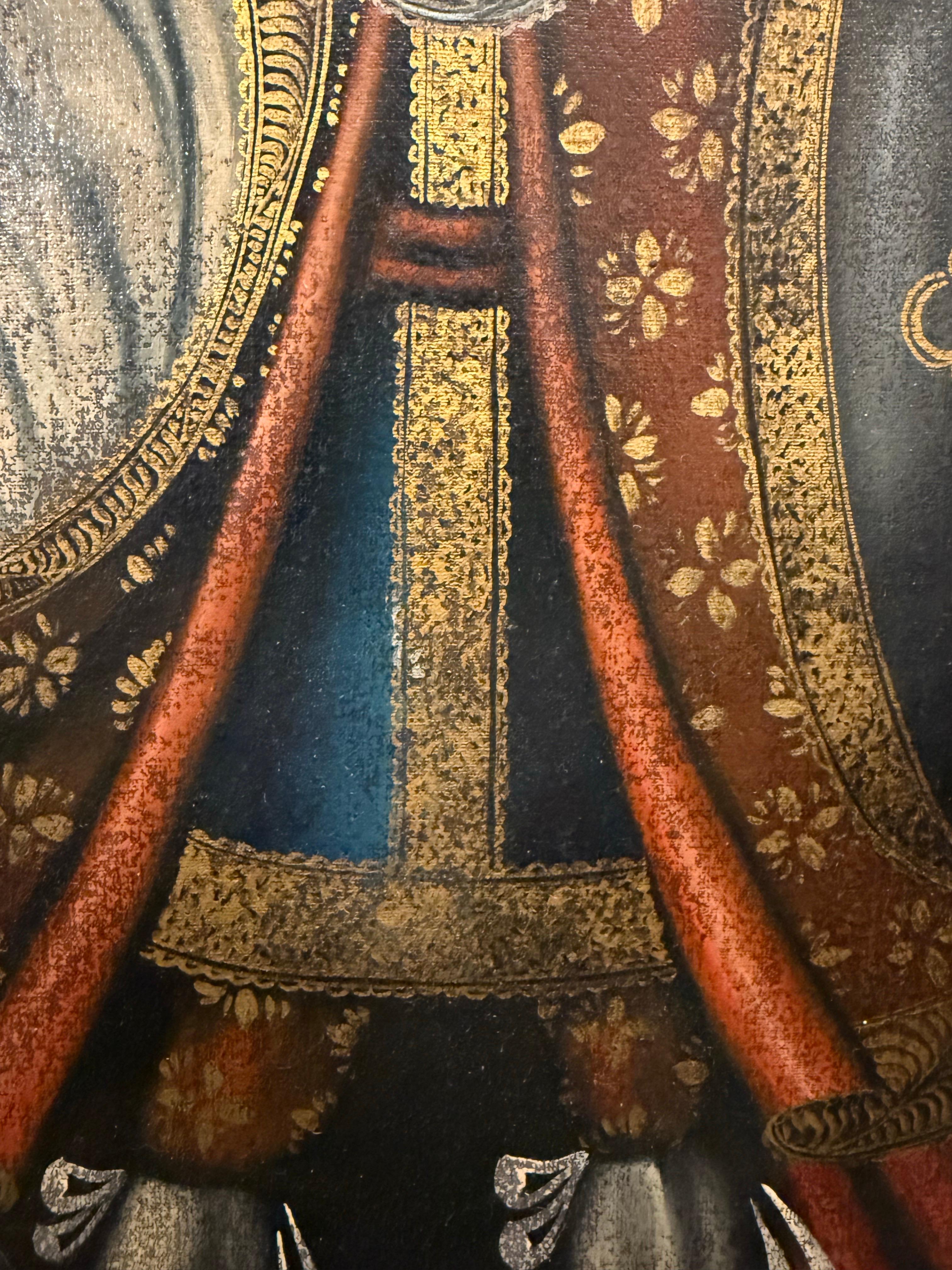 A Vintage Cuzco Spanisch Kolonial Erzengel Arcabucero Ölgemälde (Leinwand) im Angebot