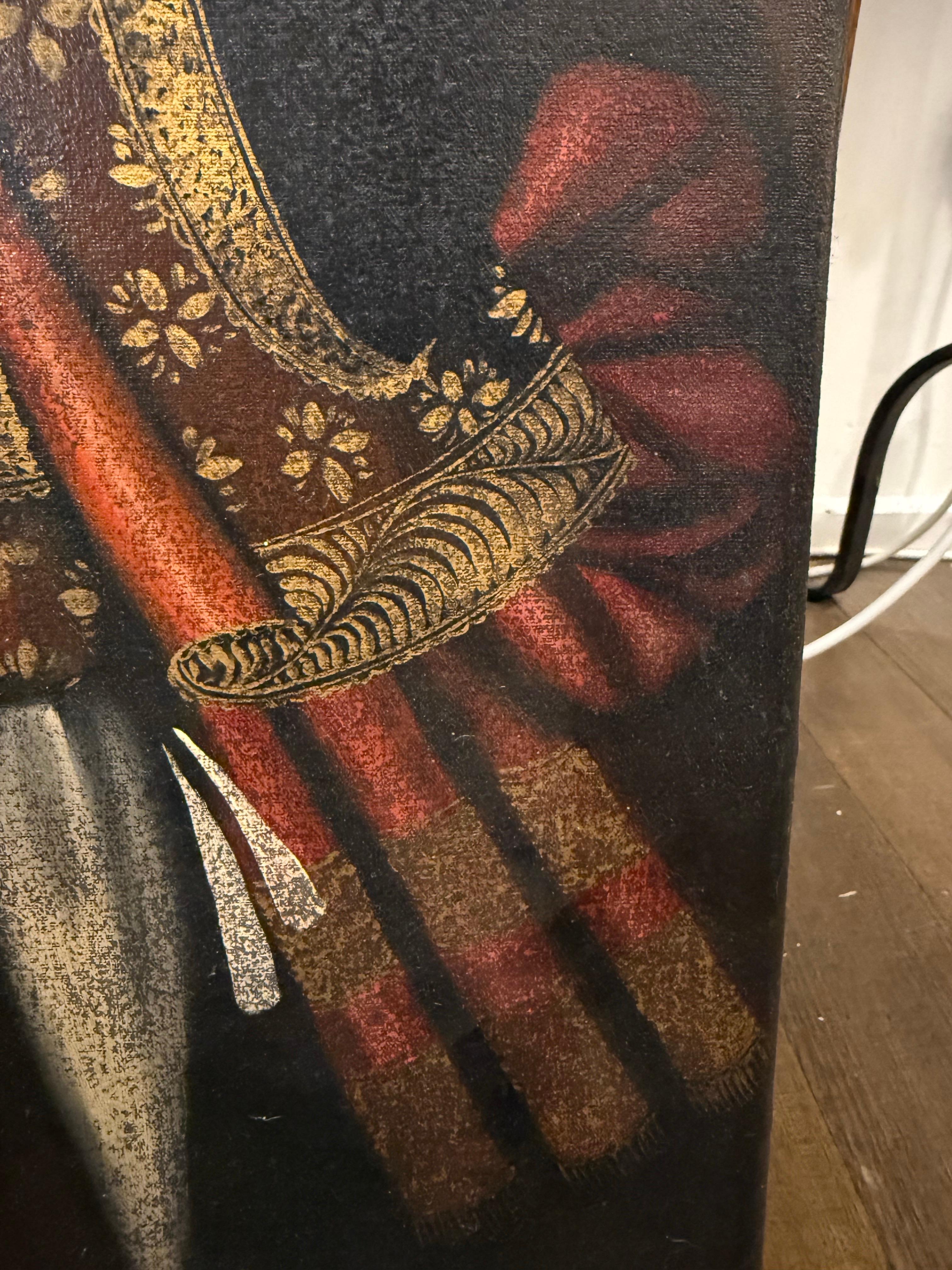 A Vintage Cuzco Spanisch Kolonial Erzengel Arcabucero Ölgemälde im Angebot 2