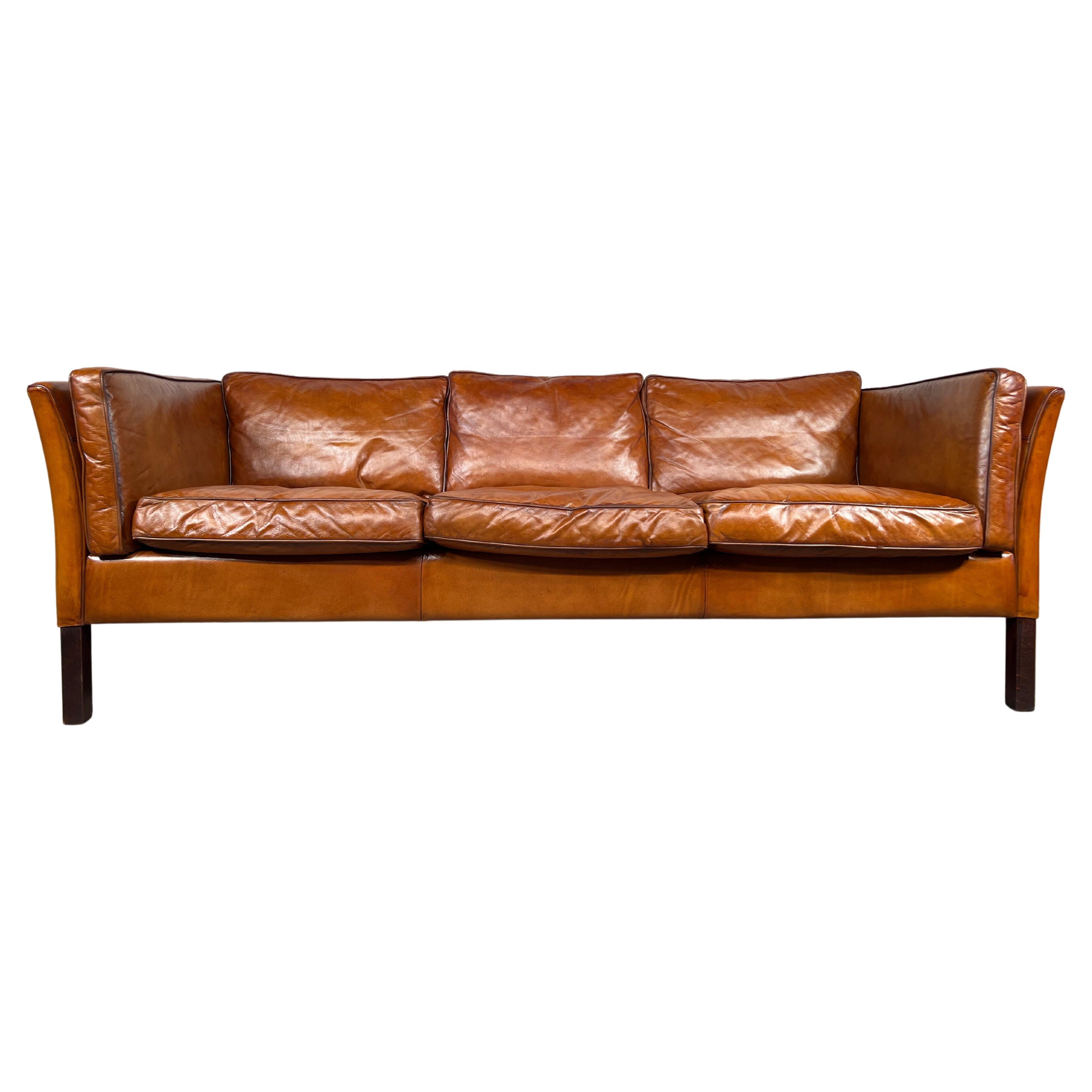 Small Vintage Danish 70 S Light Tan Leather Nielaus Møbler Two Seater