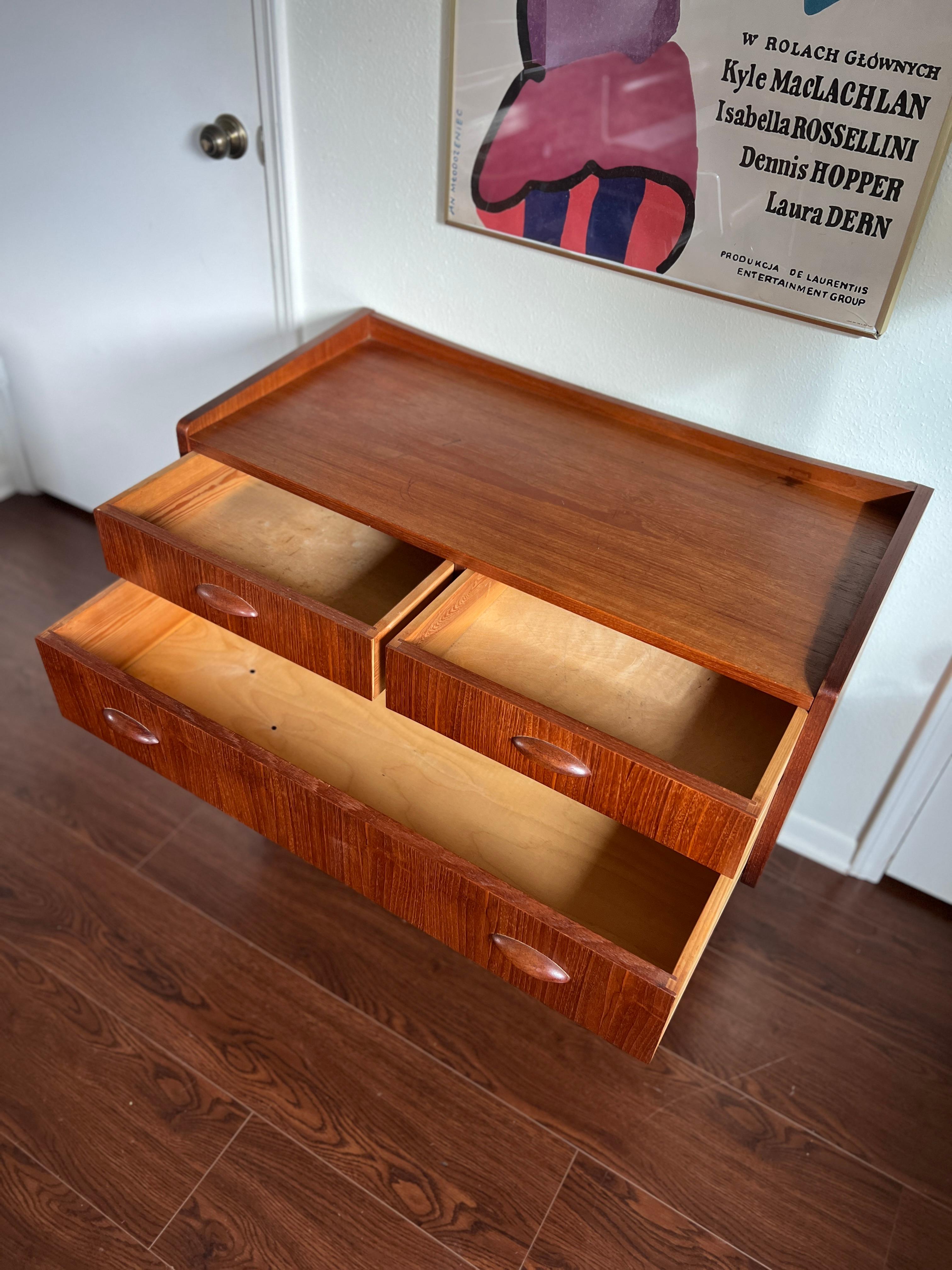 Mid-20th Century A vintage Danish teak chest or desk with a beautiful teak grain, circa 1960 For Sale