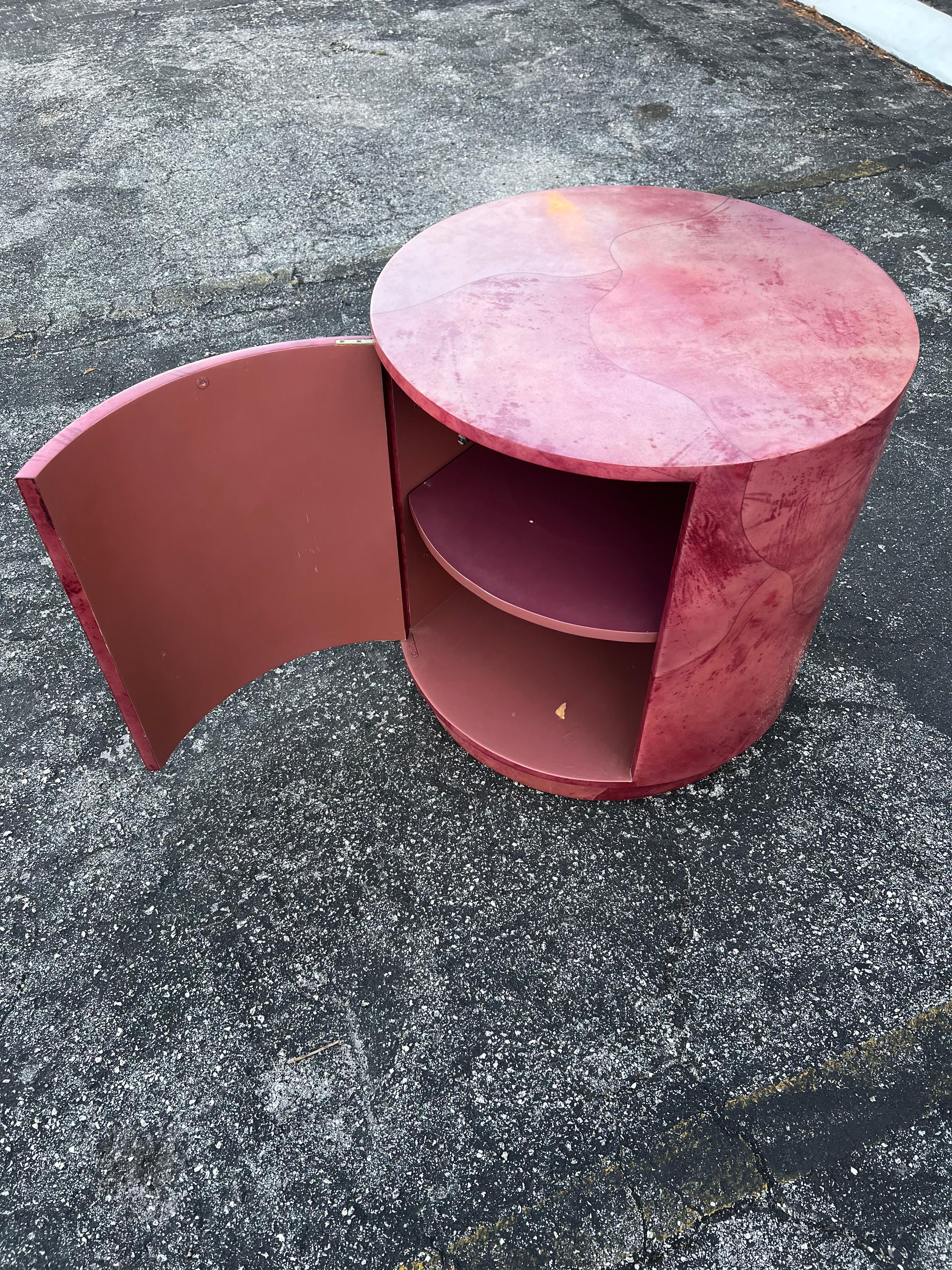 Mesa de tambor vintage de Enrique Garcia firmada en piel de cabra en la década de 1980 3