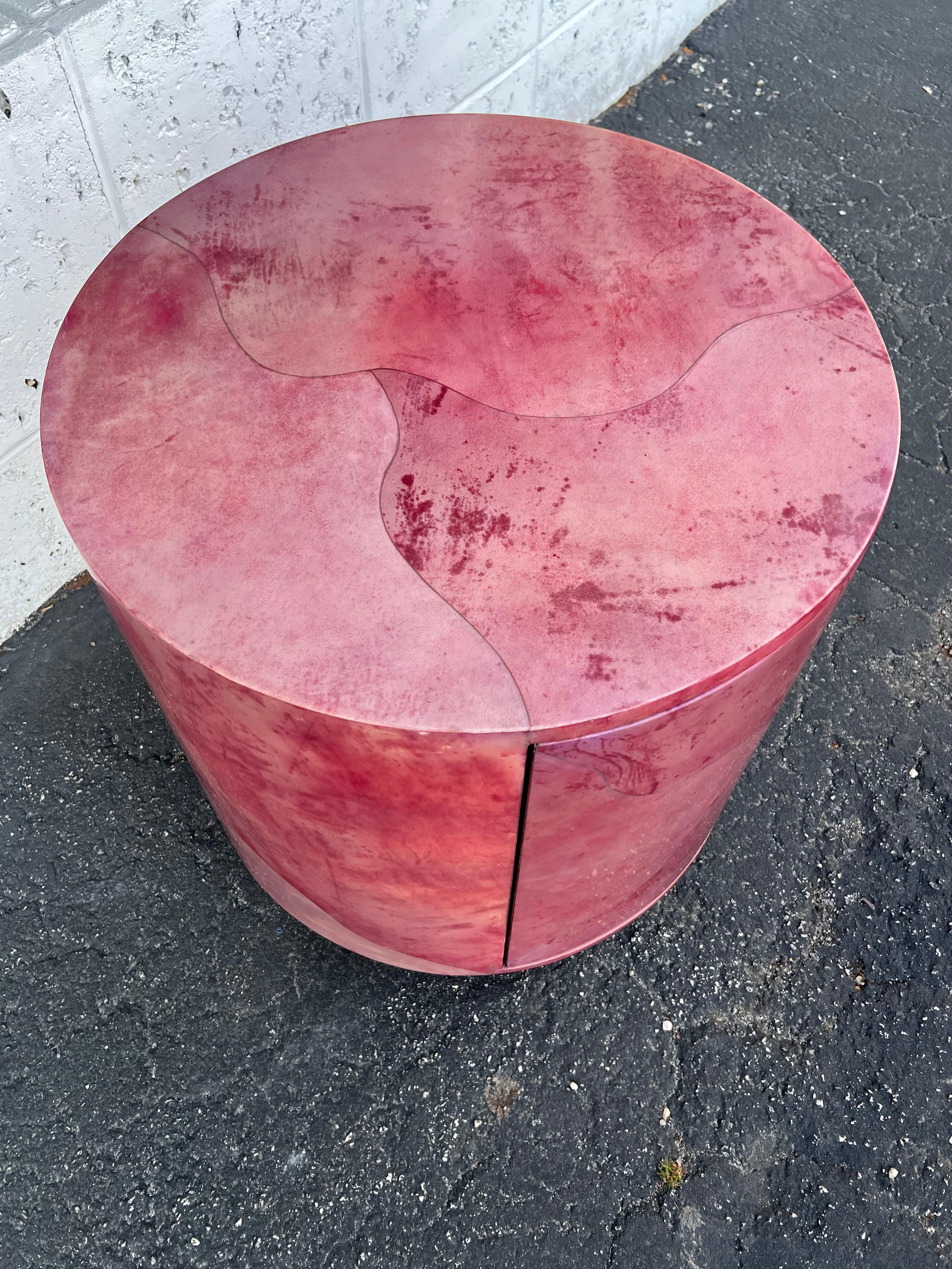 Mesa de tambor vintage de Enrique Garcia firmada en piel de cabra en la década de 1980 en Bueno Estado en St.Petersburg, FL