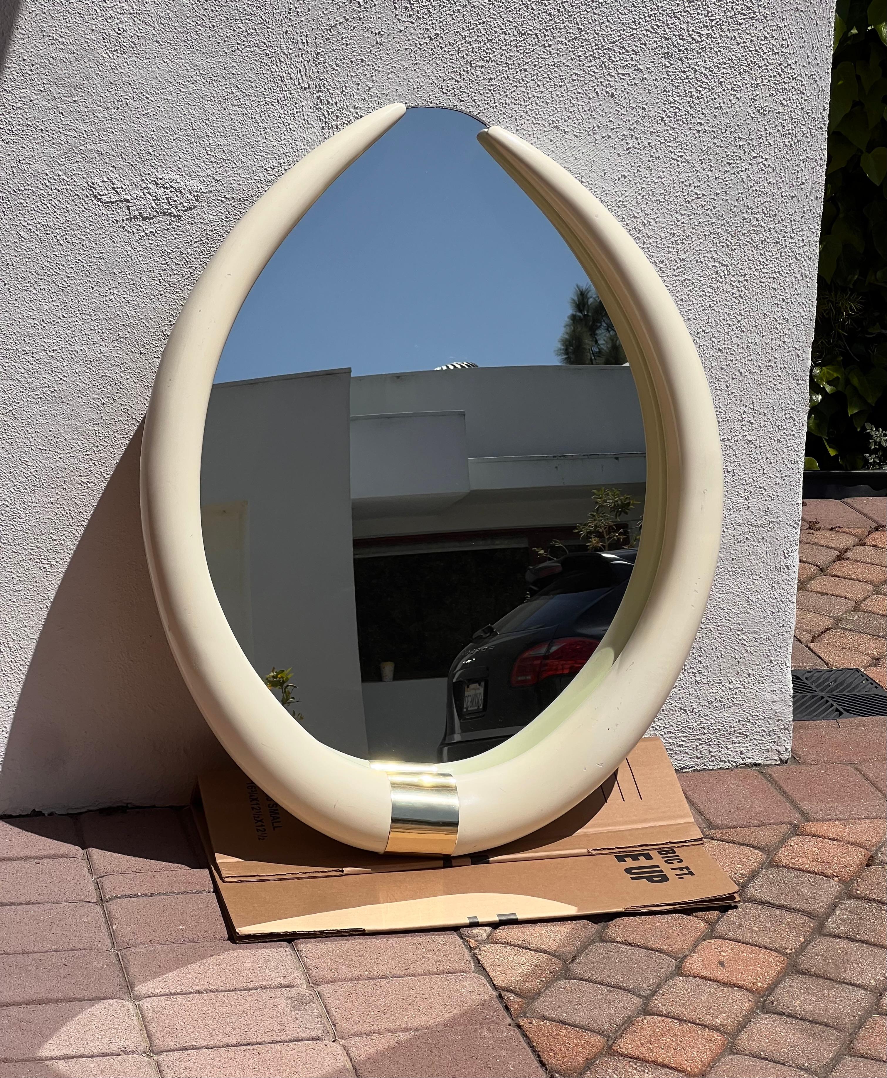Miroir vintage en défense d'éléphant d'après Karl Springer, vers 1979 en vente 3