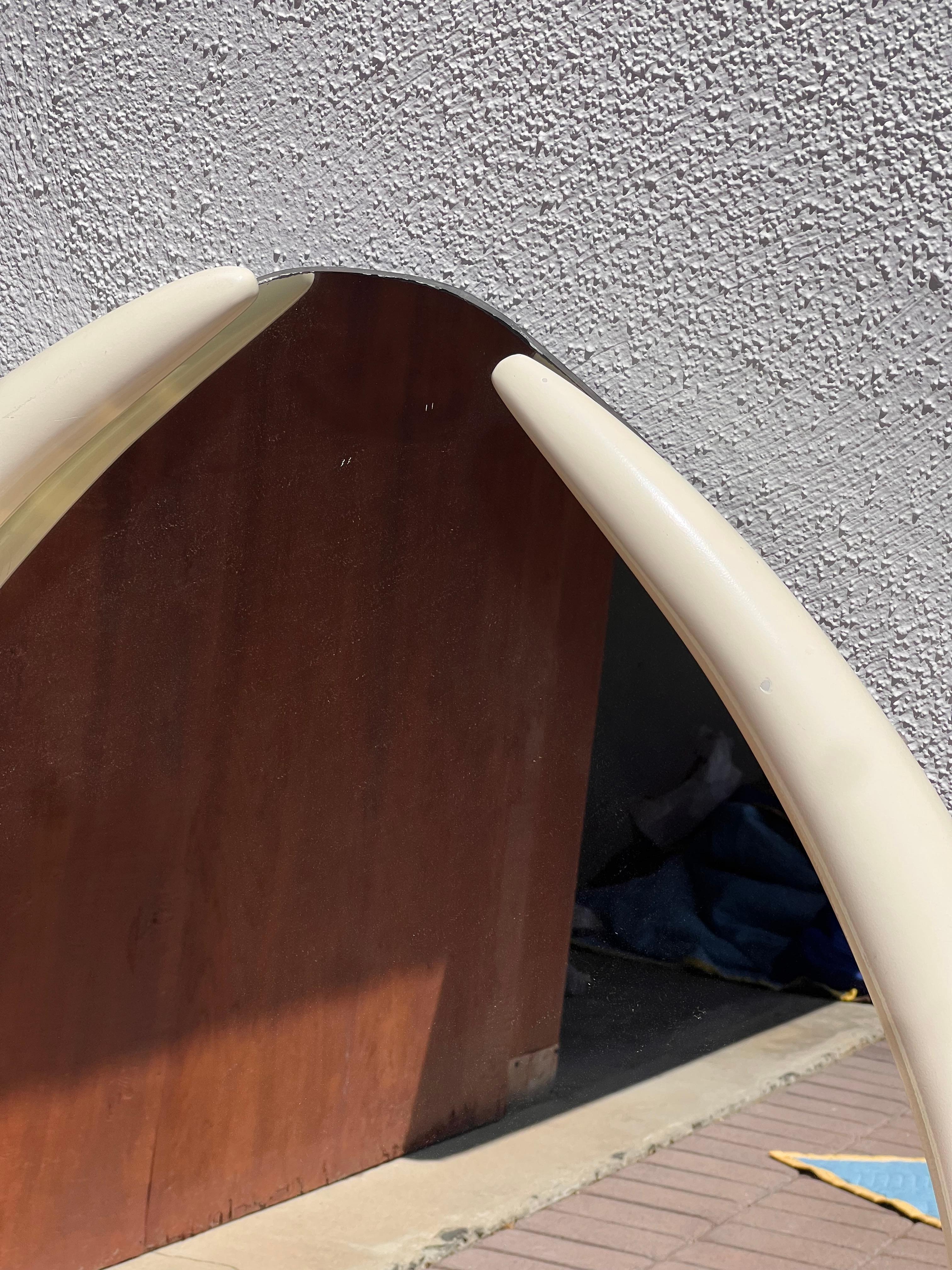 Miroir vintage en défense d'éléphant d'après Karl Springer, vers 1979 en vente 1