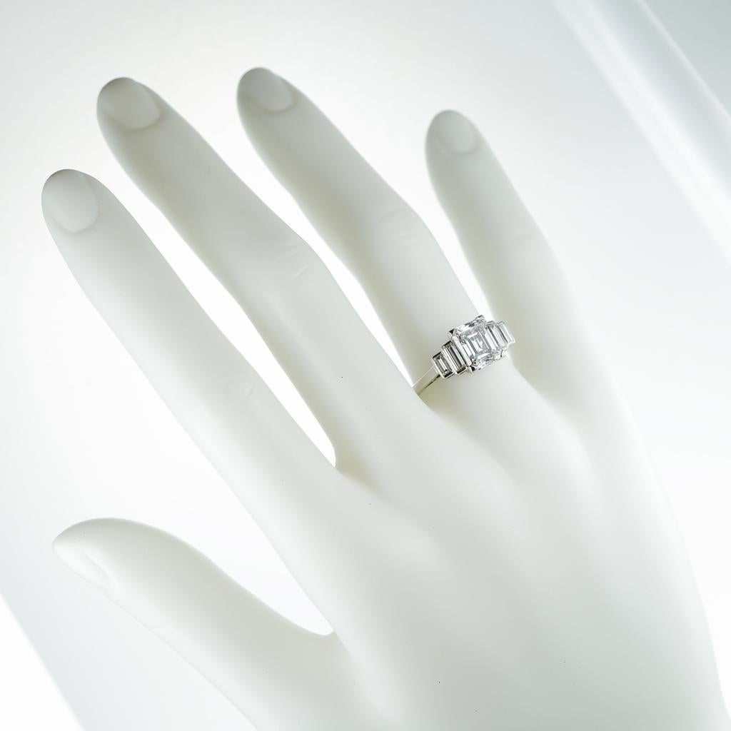Women's or Men's A Vintage Emerald-cut Diamond Ring For Sale