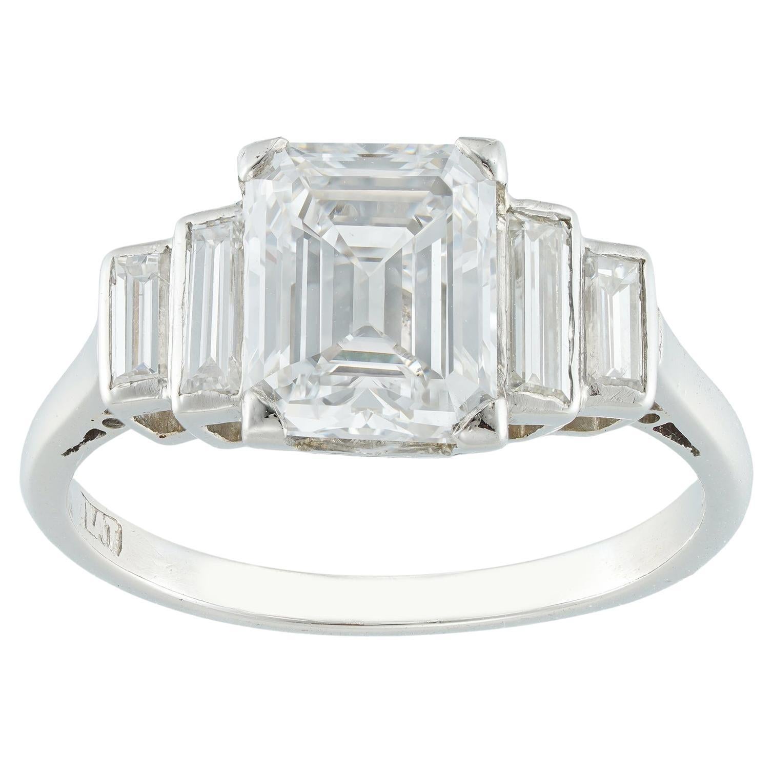 A Vintage Emerald-cut Diamond Ring For Sale